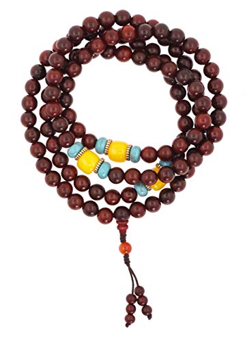 Mandala Crafts Natural Wood Mala Beads Necklace Japa Mala Beads 108 Necklace 108 Mala Beads Bracelet Mala Prayer Beads Necklace for Men Women Mala Meditation Beads Rosewood