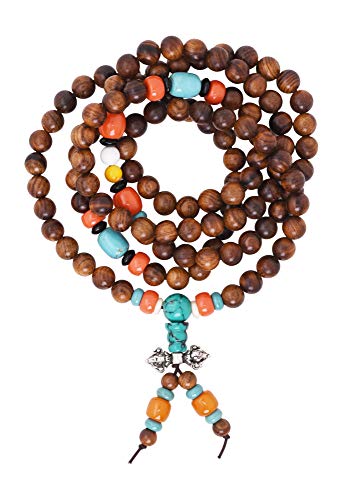 Mandala Crafts Wood Mala Beads Necklace Japa Mala Beads 108 Necklace 108 Mala Beads Bracelet Mala Prayer Beads Necklace for Men Women Mala Meditation Beads Nanmu Buddha