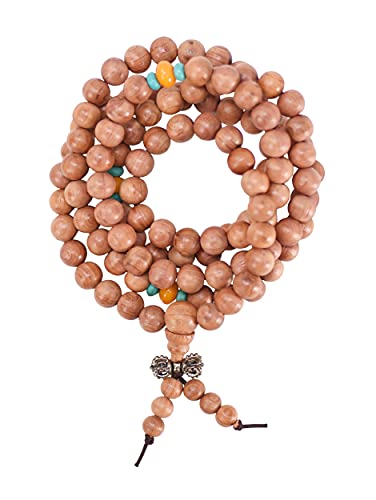 Mandala Crafts Natural Wood Mala Beads Necklace – Cedar Japa Mala Beads 108 Necklace – 108 Mala Beads Bracelet Mala Prayer Beads Necklace for Men Women Mala Meditation Beads