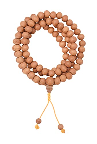 Mandala Crafts Natural Wood Mala Beads Necklace – Sandalwood Japa Mala Beads 108 Necklace – 108 Mala Beads Bracelet Mala Prayer Beads Necklace for Men Women Mala Meditation Beads