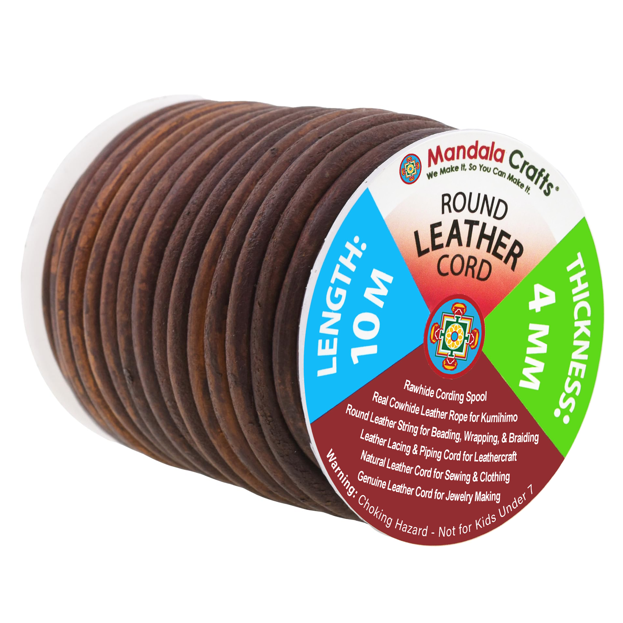 Round Cowhide Genuine Leather String Cord, Natural Rawhide Rope for Jewelry Making, Kumihimo Braiding, Shoelaces