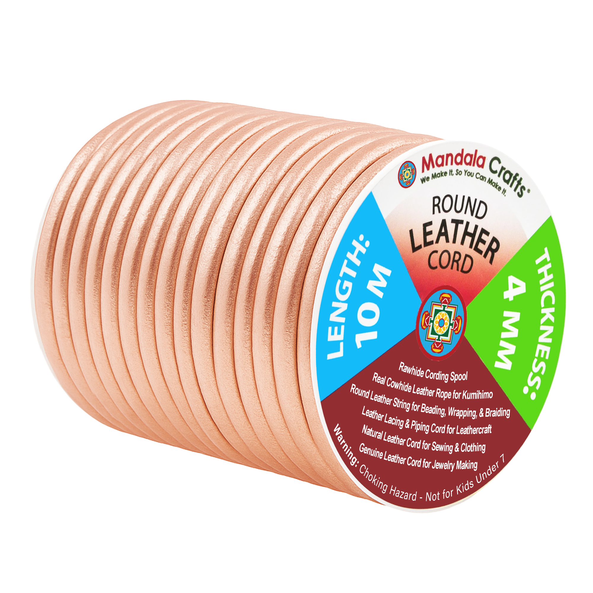 Round Cowhide Genuine Leather String Cord, Natural Rawhide Rope for Jewelry Making, Kumihimo Braiding, Shoelaces