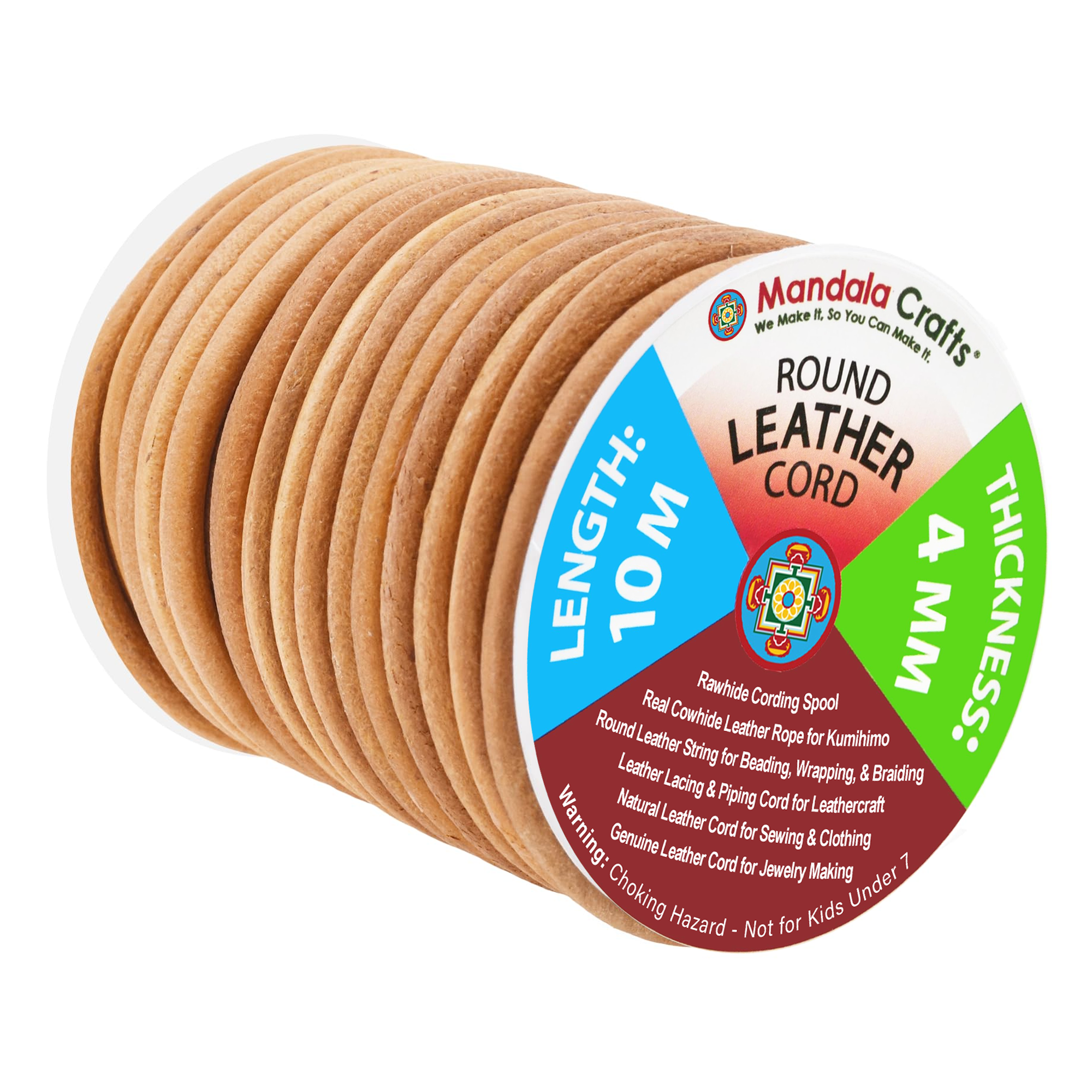 Round Cowhide Genuine Leather String Cord, Natural Rawhide Rope for Jewelry Making, Kumihimo Braiding, Shoelaces