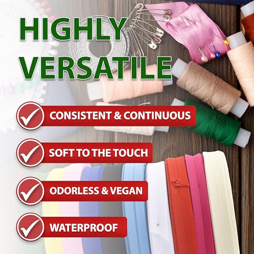 5/8 Inch 55 Yds Single Fold Bias Tape for Sewing - Bias Tape Single Fold for Hemming Piping - Bias Binding Tape for Quilt Binding Seam Binding