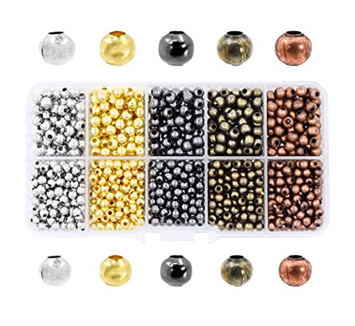Mandala Craft Metal Spacer Beads for Jewelry Making Bulk Pack - Round Silver Spacer Beads Gold Beads - 4mm 5mm Bead Spacers for Jewelry Making 1500 PCs