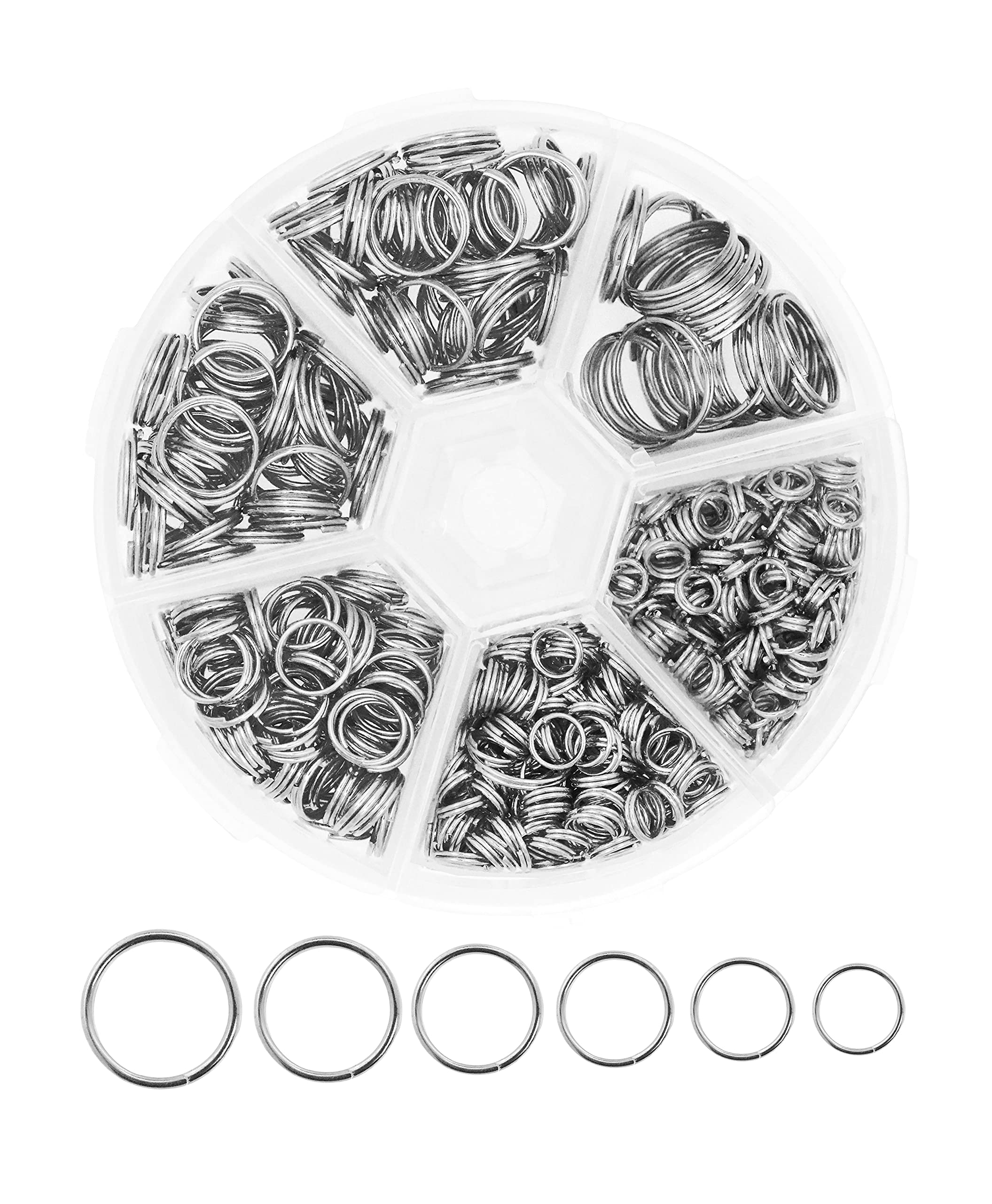 Small Key Rings for Crafts - Assorted Double Jump Rings Mini Split Rings for Jewelry Making - Double Split Rings Assorted Small Keychain Rings Set