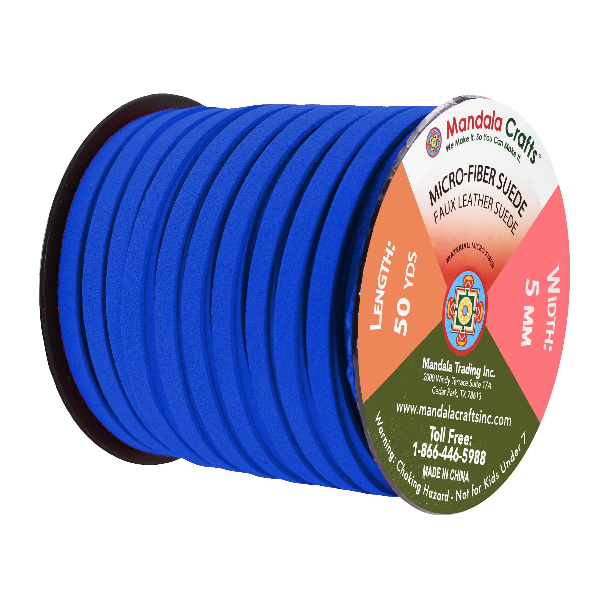 Mandala Crafts Faux Suede Cord - Flat Vegan Leather Cord for Jewelry Making Beading - Micro Fiber Leather String Cord Leather Lace for Leather Lacing Necklace Bracelet 5MM 50 Yards