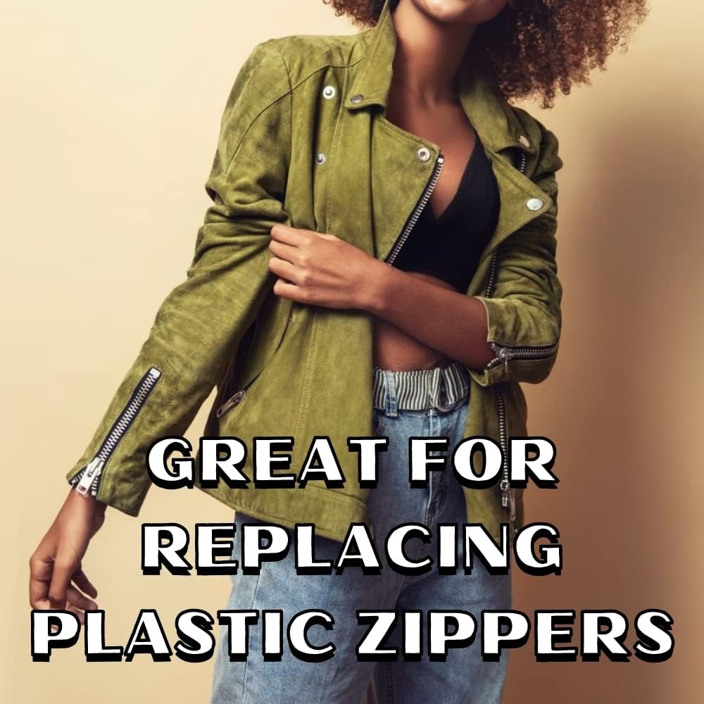 2 Way Zipper - Heavy Duty Two Way Zipper with Two Way Jacket Zipper Pull #10 Dual Metal Separating Med Weight 2 Way Metal Coat Zipper for Sewing Crafts