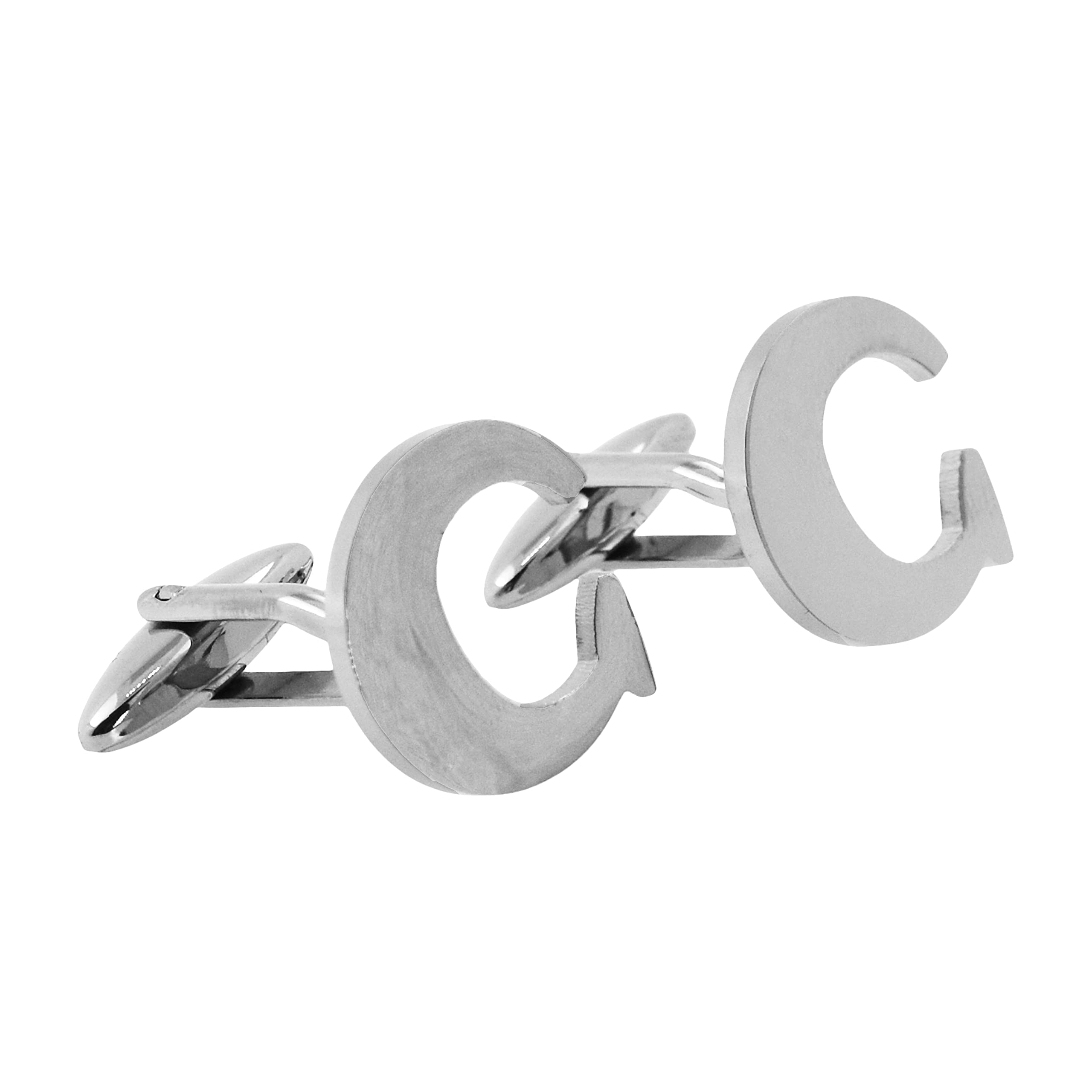 Mudra Crafts Letter C Initial Cufflinks for Men Set - Mens Stainless Cuff Links with Initials - Monogram Stainless Steel Alphabet Cufflinks