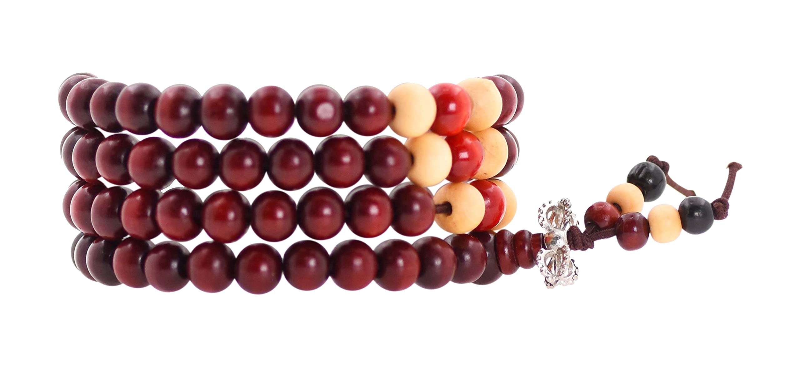 Mandala Crafts Natural Wood Mala Beads Necklace – Red Wood Dorje Japa Mala Beads 108 Necklace – 108 Mala Beads Bracelet Mala Prayer Beads Necklace for Men Women Mala Meditation Beads