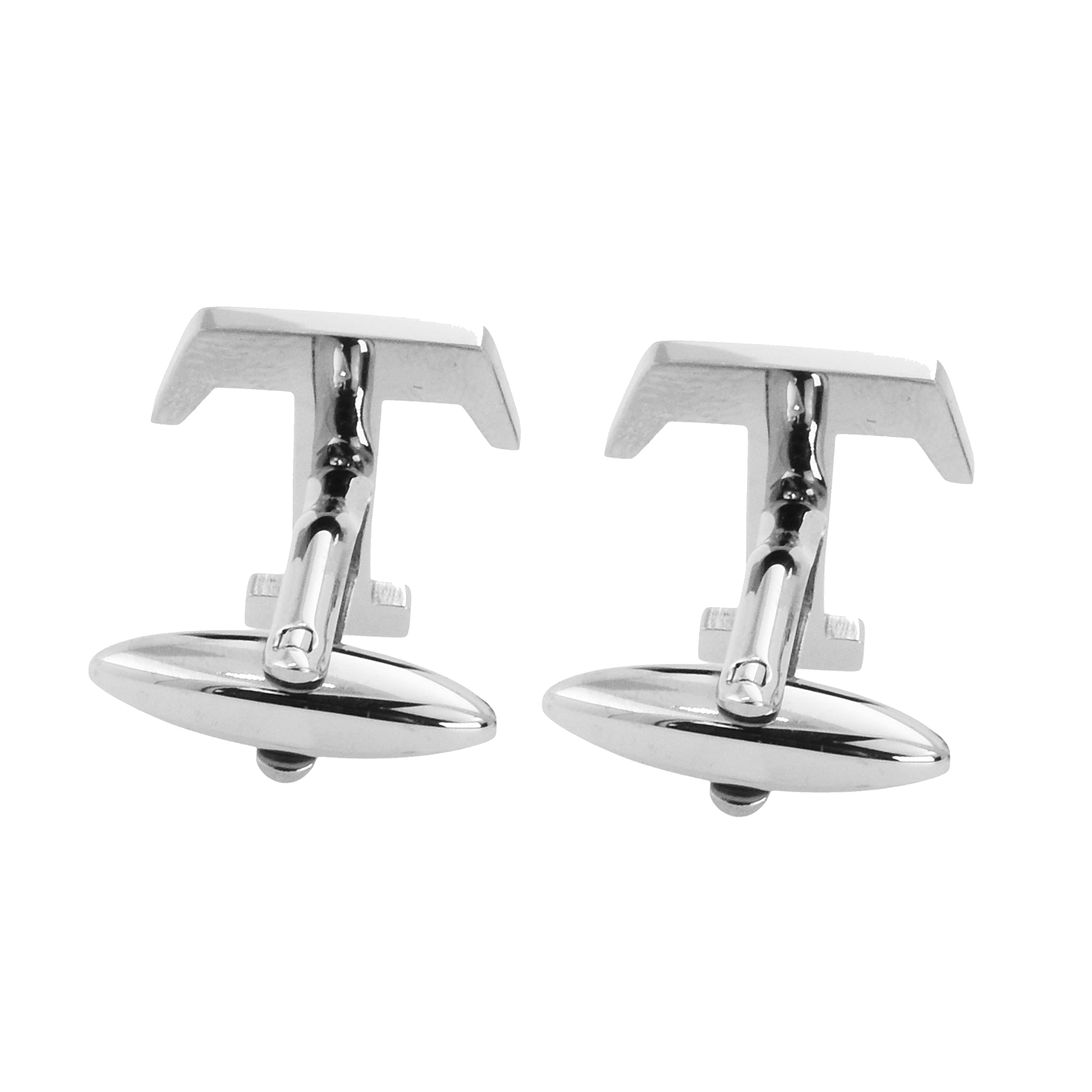 Mudra Crafts Letter T Initial Cufflinks for Men Set - Mens Stainless Cuff Links with Initials - Monogram Stainless Steel Alphabet Cufflinks