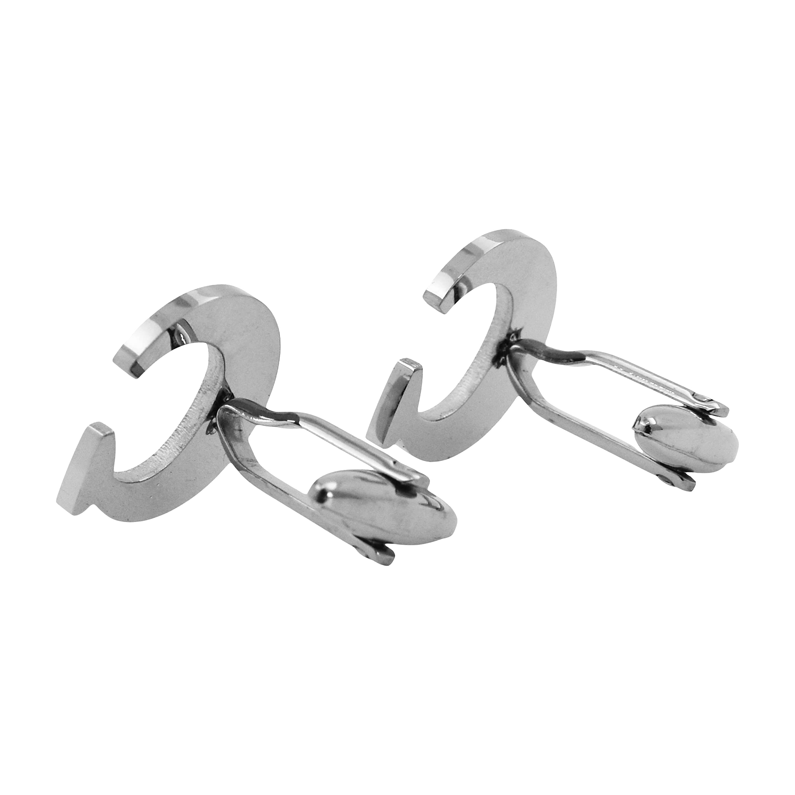 Mudra Crafts Letter C Initial Cufflinks for Men Set - Mens Stainless Cuff Links with Initials - Monogram Stainless Steel Alphabet Cufflinks