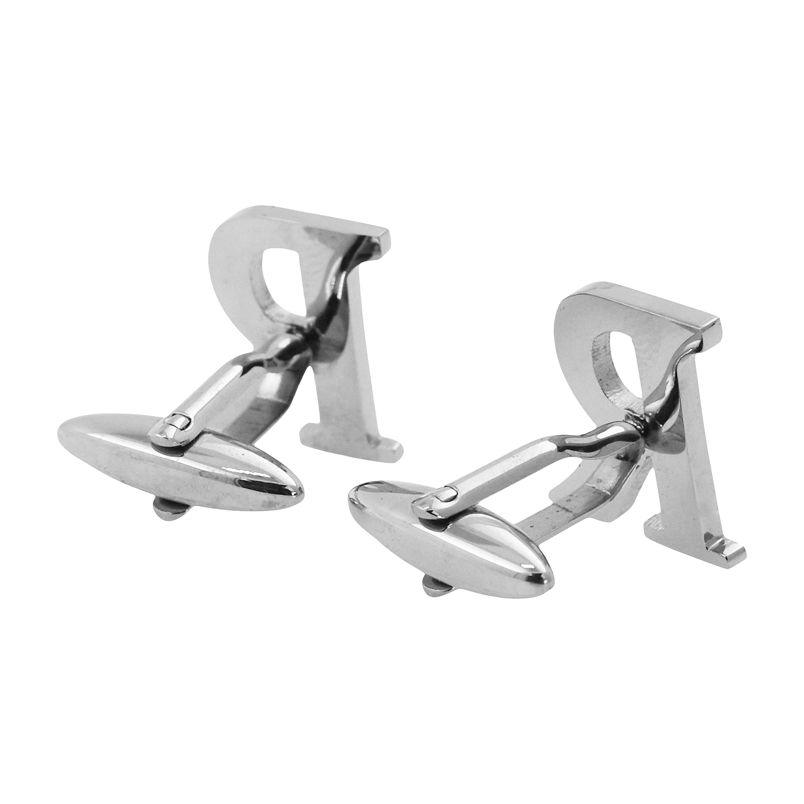 Mudra Crafts Letter R Initial Cufflinks for Men Set - Mens Stainless Cuff Links with Initials - Monogram Stainless Steel Alphabet Cufflinks