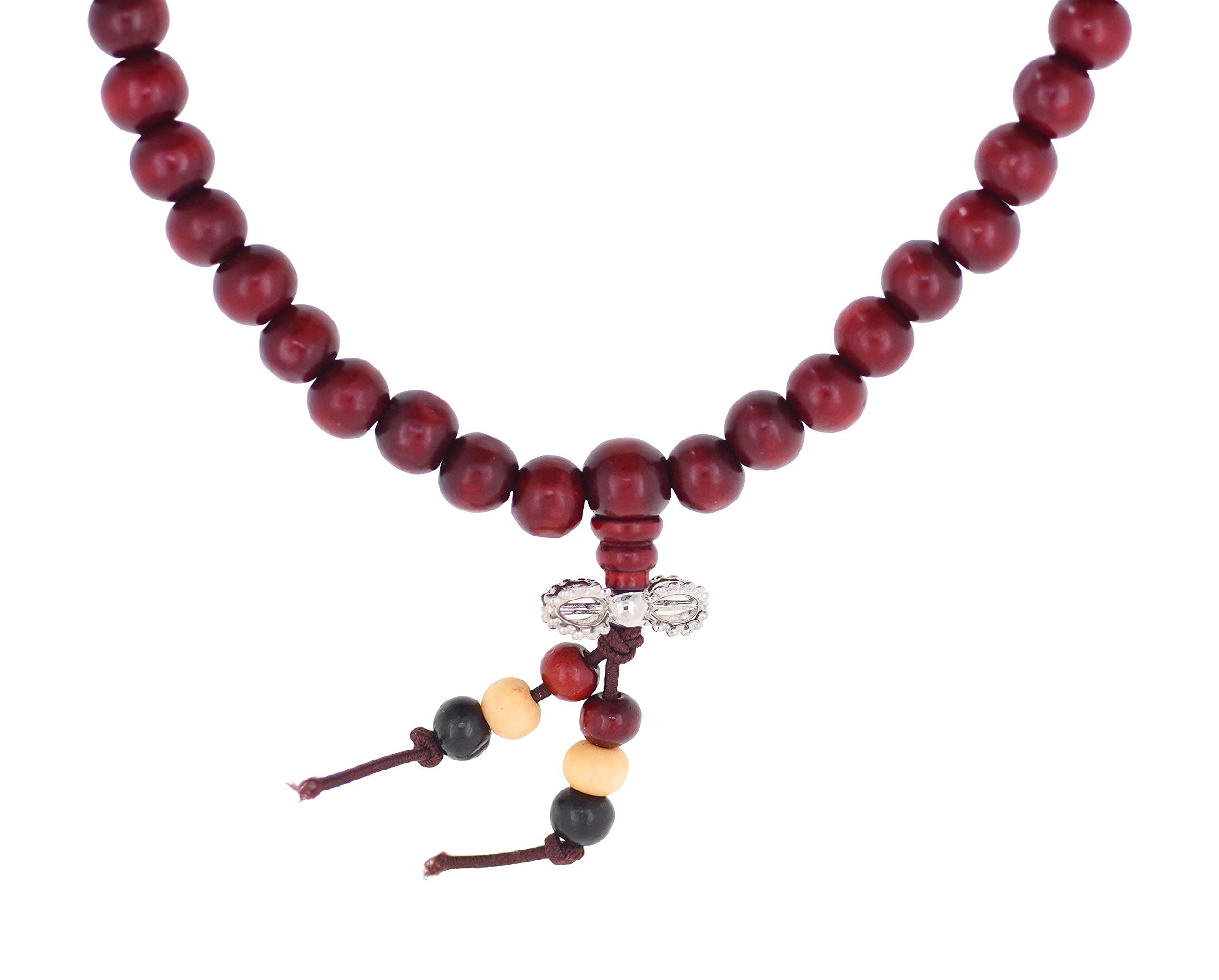 Mandala Crafts Natural Wood Mala Beads Necklace – Red Wood Dorje Japa Mala Beads 108 Necklace – 108 Mala Beads Bracelet Mala Prayer Beads Necklace for Men Women Mala Meditation Beads