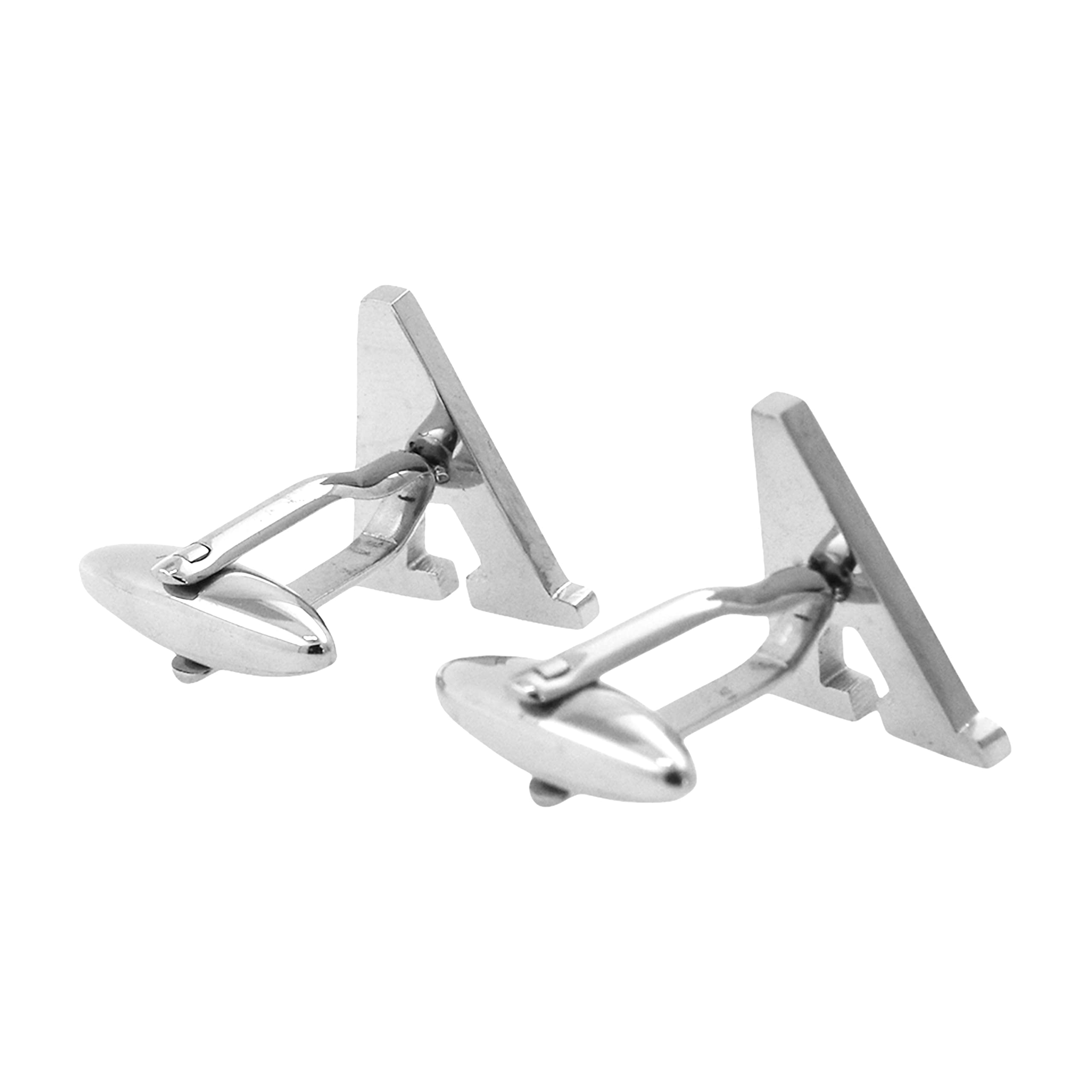 Mudra Crafts Letter A Initial Cufflinks for Men Set - Mens Stainless Cuff Links with Initials - Monogram Stainless Steel Alphabet Cufflinks