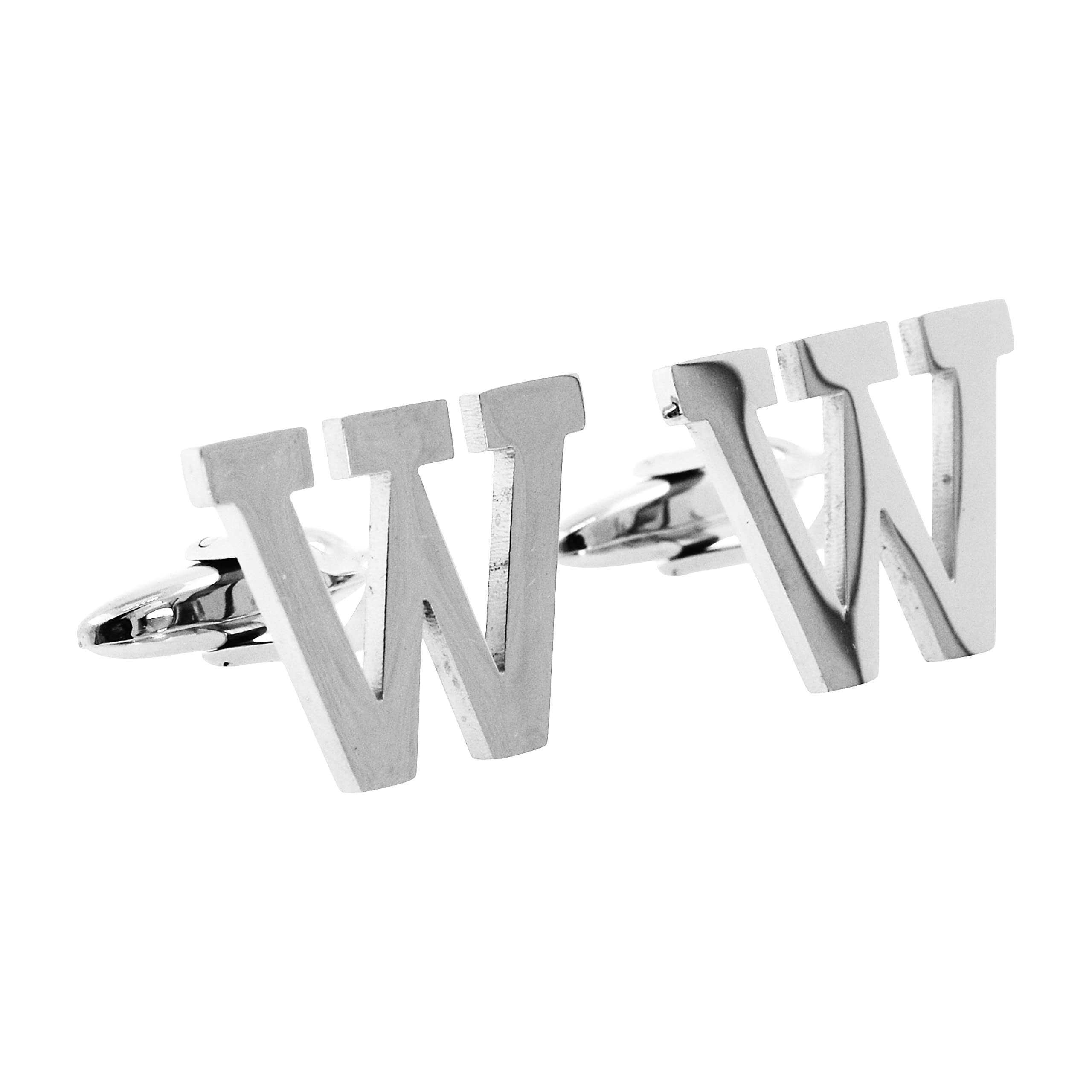 Mudra Crafts Letter W Initial Cufflinks for Men Set - Mens Stainless Cuff Links with Initials - Monogram Stainless Steel Alphabet Cufflinks