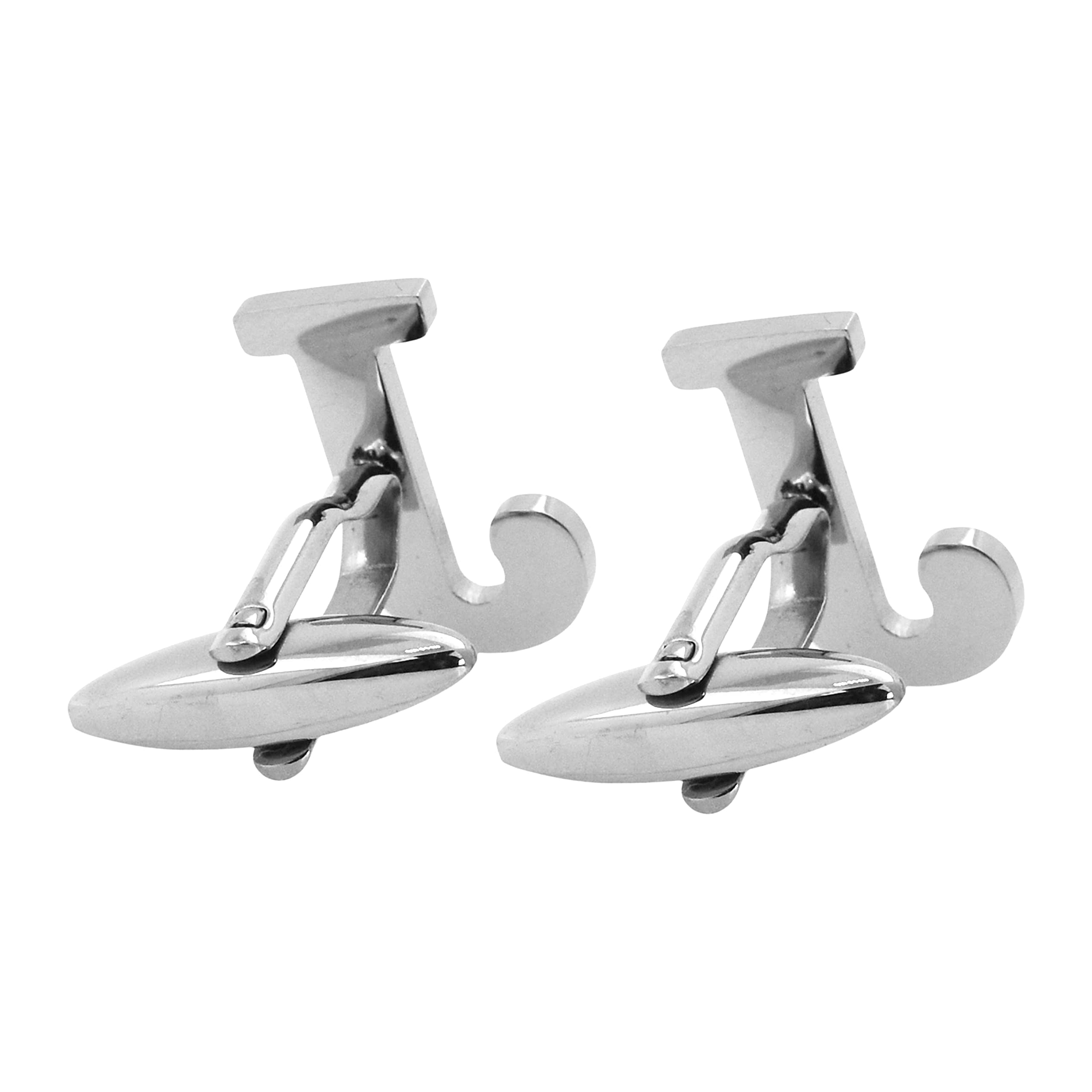 Mudra Crafts Letter J Initial Cufflinks for Men Set - Mens Stainless Cuff Links with Initials - Monogram Stainless Steel Alphabet Cufflinks