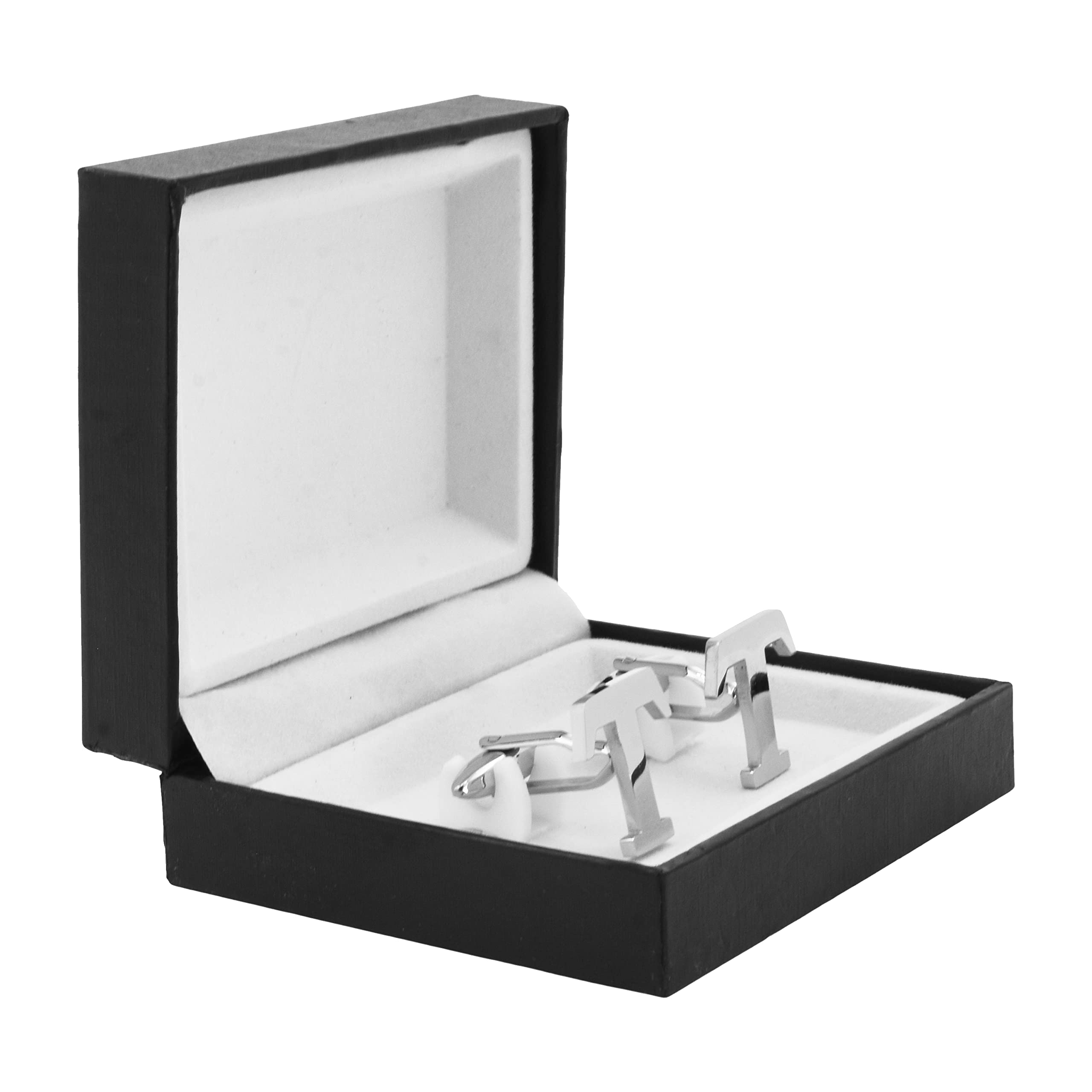 Mudra Crafts Letter T Initial Cufflinks for Men Set - Mens Stainless Cuff Links with Initials - Monogram Stainless Steel Alphabet Cufflinks