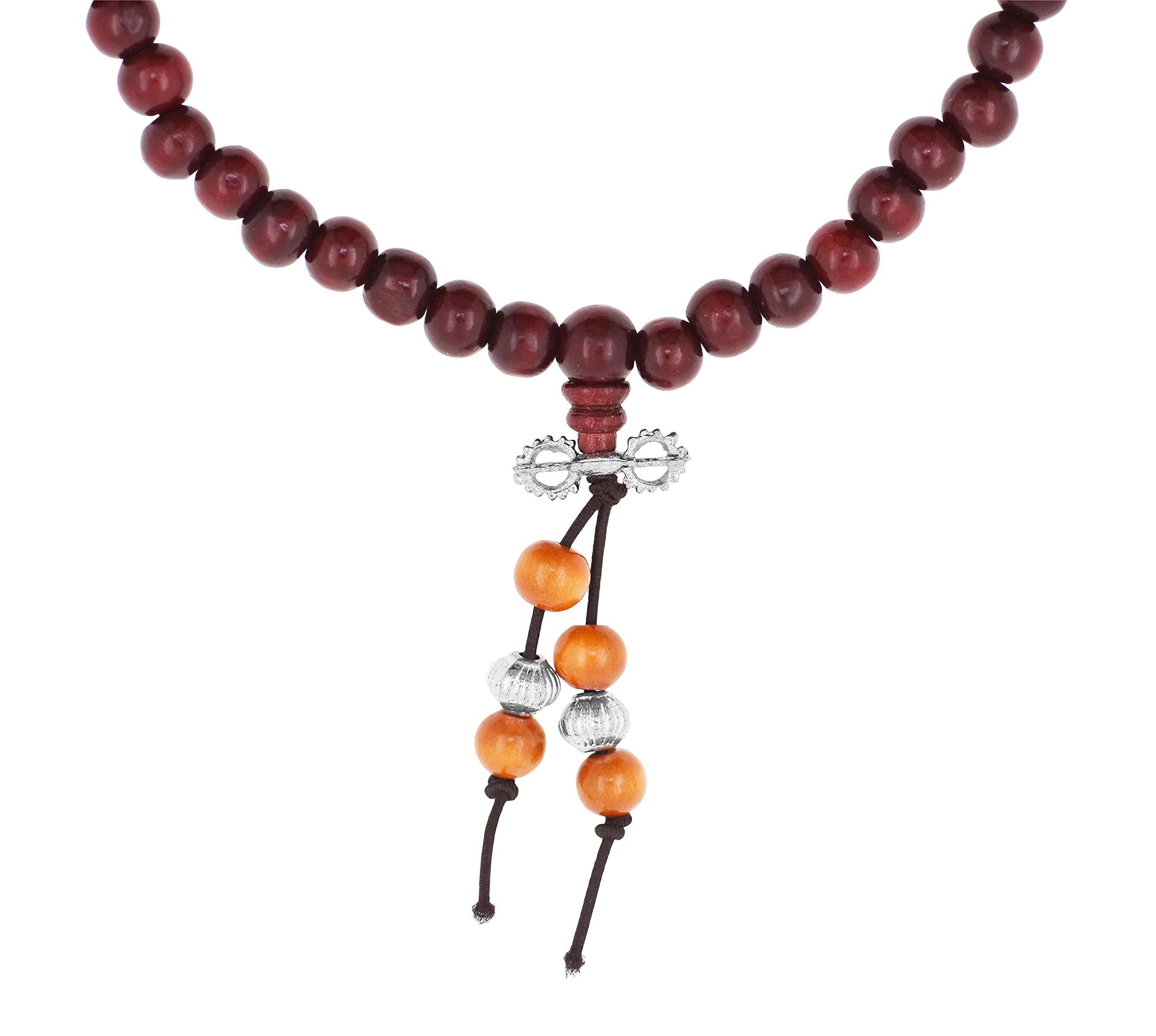 Mandala Crafts Natural Wood Mala Beads Necklace – Red Wood Japa Mala Beads 108 Necklace – 108 Mala Beads Bracelet Mala Prayer Beads Necklace for Men Women Mala Meditation Beads