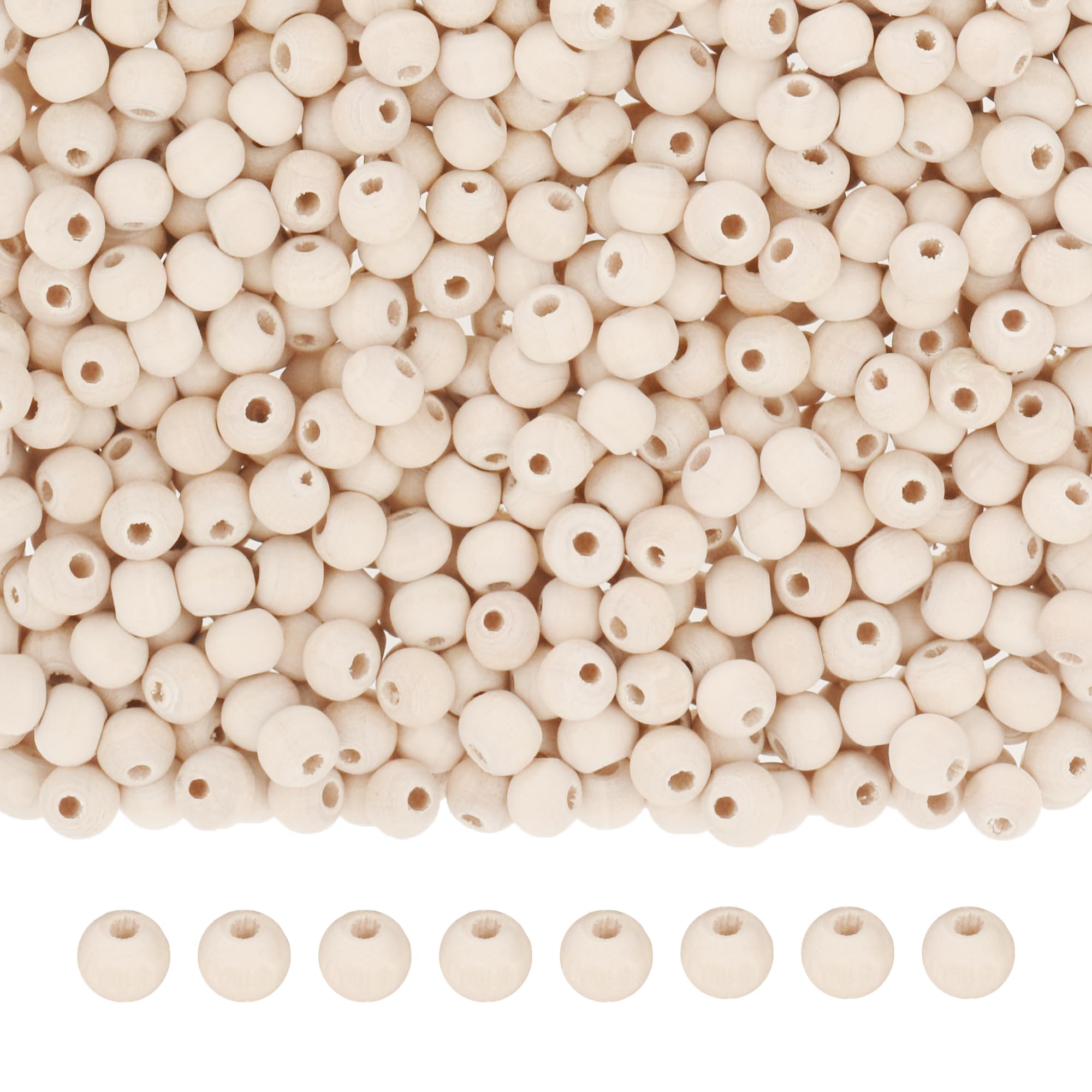 Mandala Crafts Round Wooden Beads for Crafts - Natural Wood Beads for Crafts with Holes - Unfinished Wood Beads for Jewelry Making Macrame