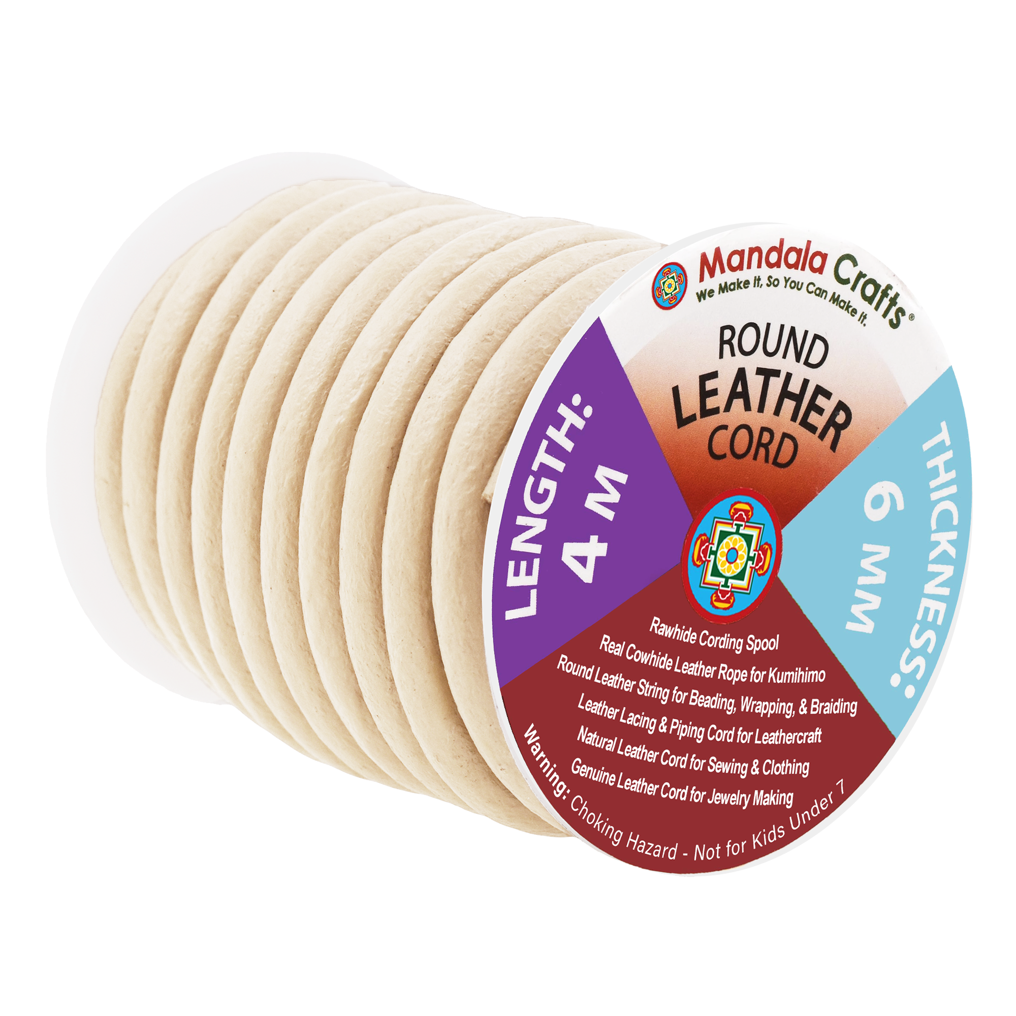 Round Cowhide Genuine Leather String Cord, Natural Rawhide Rope for Jewelry Making, Kumihimo Braiding, Shoelaces