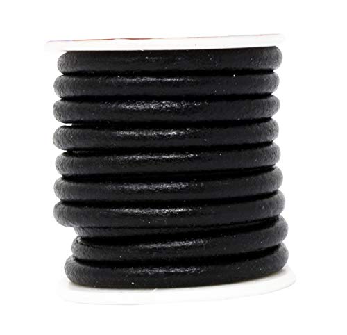 Mandala Crafts Round Cowhide Genuine Leather String Cord, Natural Rawhide Rope for Jewelry Making, Kumihimo Braiding, Shoelaces