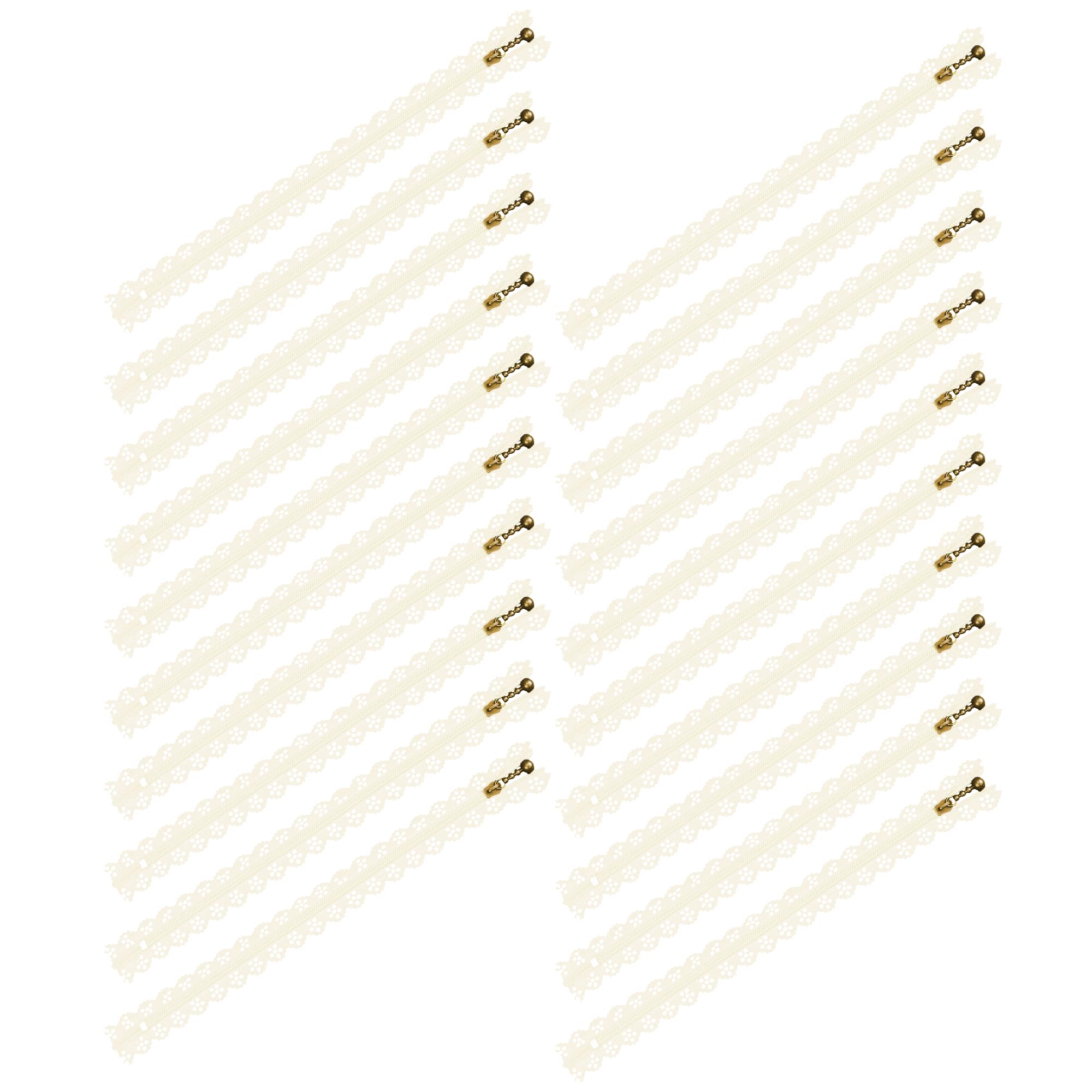 Mandala Crafts Lace Zippers Fancy Zippers for Bags & Purses - Novelty Zippers Exposed Zippers with Lace - 40 Lacy Flower Decorative Zippers for Sewing