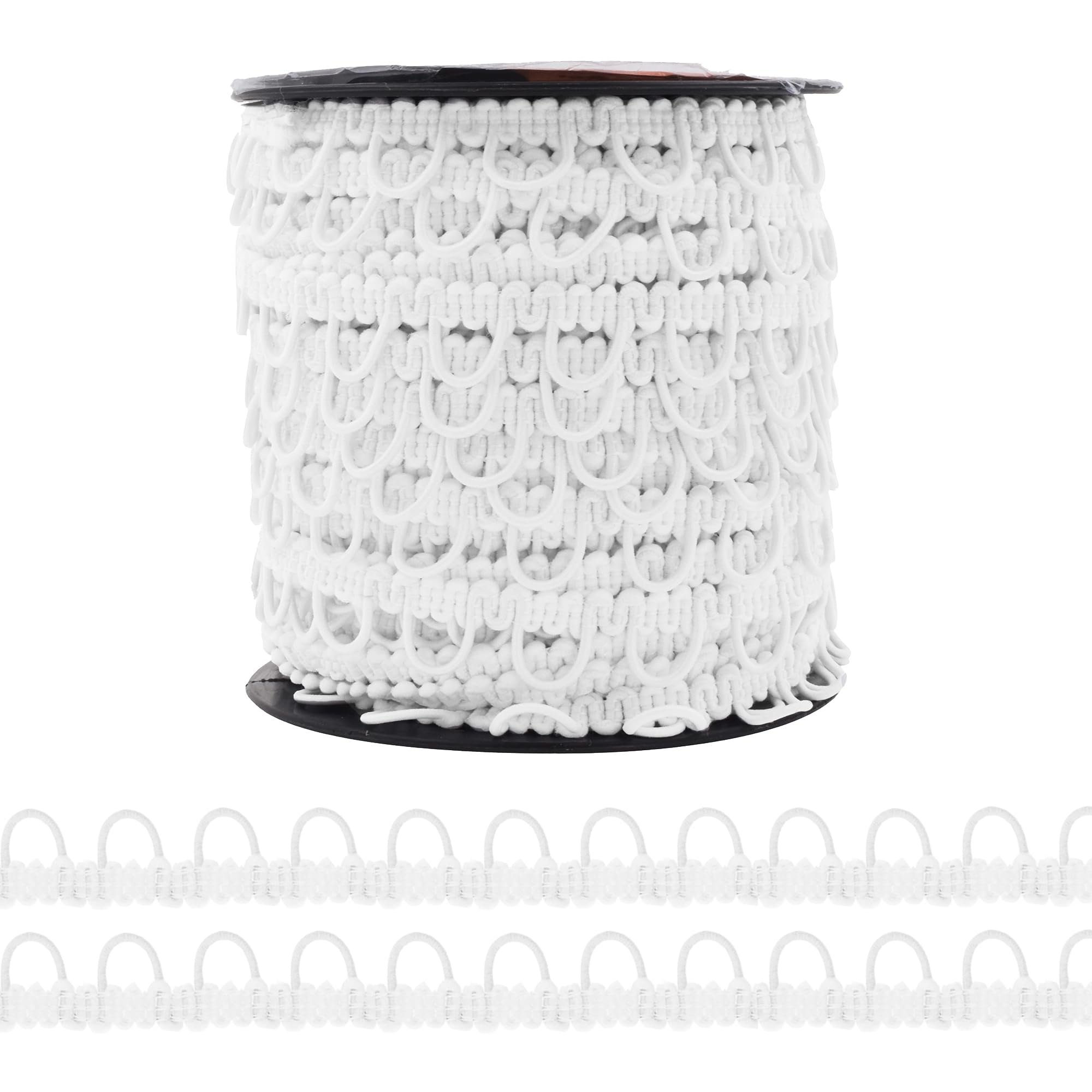 Mandala Crafts Braid Trim with Elastic Button Loops - Button Elastic Loop for Sewing - Button Loop Tape Button Trim Lace for Bridal Wedding Dress Costume