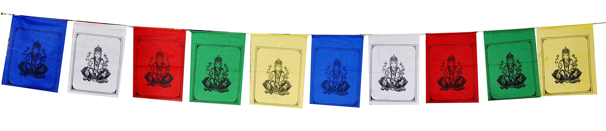 Mandala Crafts Ganesha Tibetan Prayer Flags Outdoor Large Lungta - Nepalese Prayer Flags – Ganesh Prayer Flag Banner 6 X 7 Inches 5 FT Long