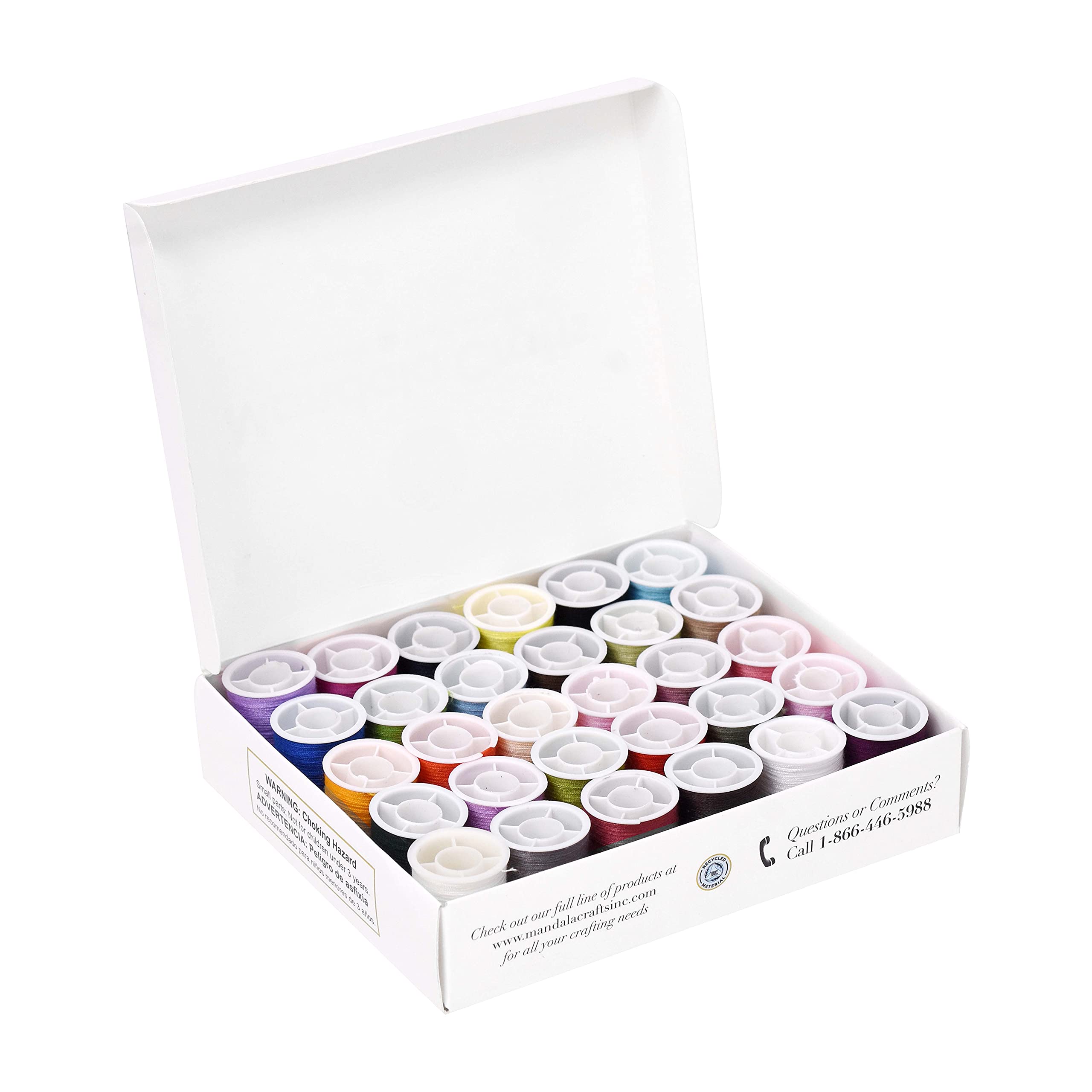 Mandala Crafts Mini-Spool Sewing Thread Kit – Spun Polyester Thread for Sewing - Sewing Thread Assortment Sewing Threads for Hand Sewing 30 Color Thread Set 20 x 30 Yards