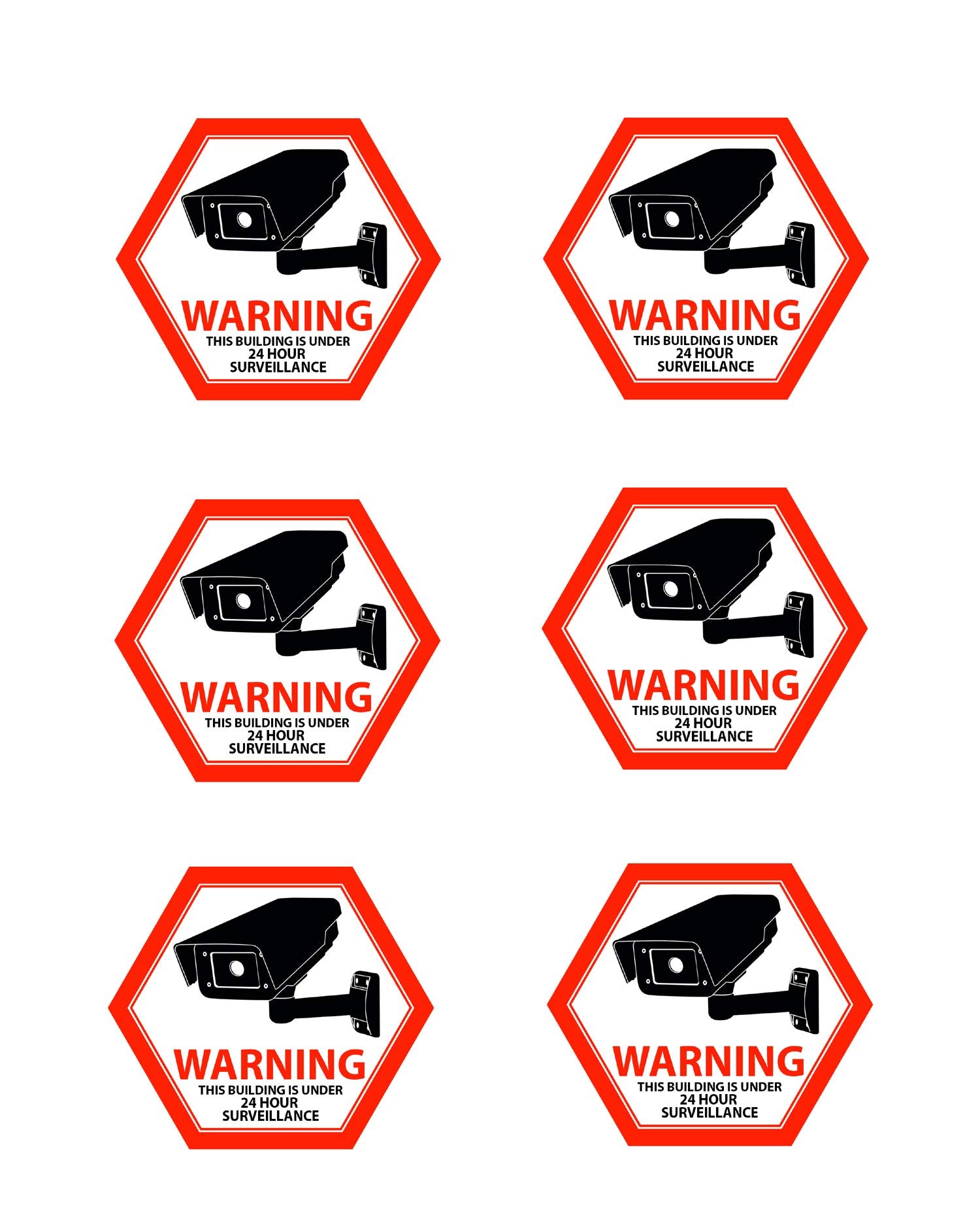 Mandala Crafts Security Camera Decal 24-Hour Video Surveillance Recording Warning Rectangular Front Adhesive Window Stickers for Indoors or Outdoors