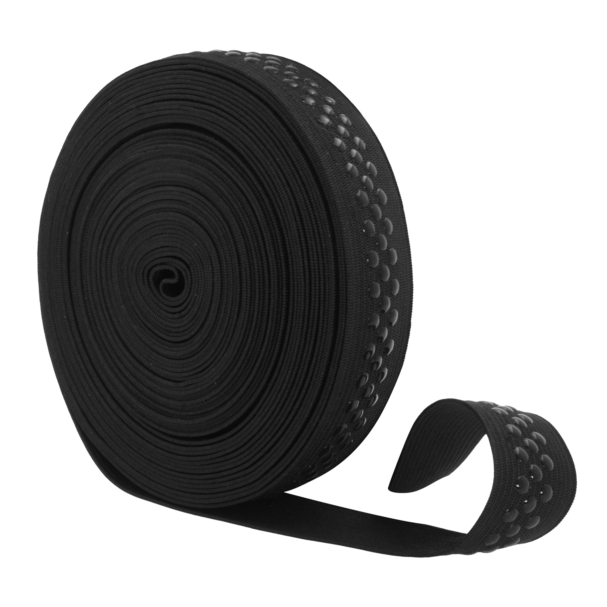 Mandala Crafts Elastic Silicone Gripper Tape for Clothing - Dotted Non Slip Elastic Band for Sewing - Silicone Elastic Straps Flat Stretchy Fabric Elastic Ribbon