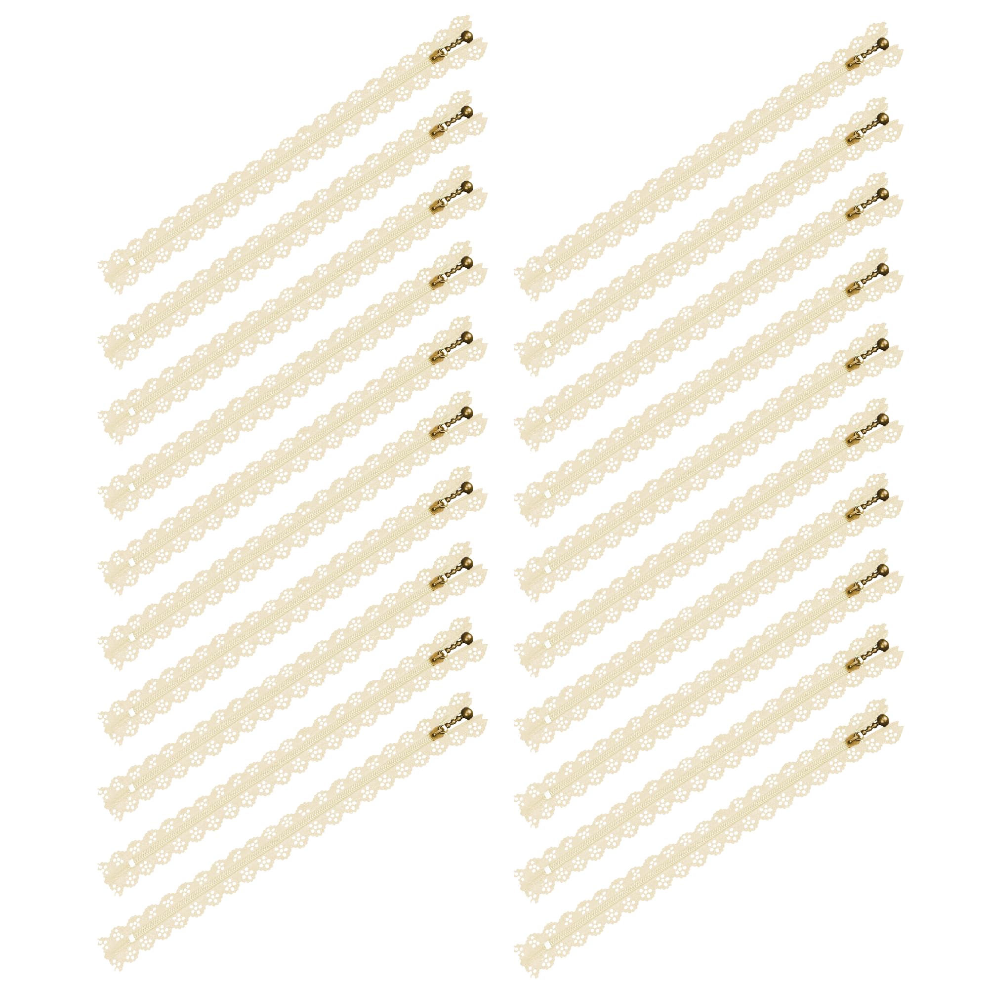 Mandala Crafts Lace Zippers Fancy Zippers for Bags & Purses - Novelty Zippers Exposed Zippers with Lace - 40 Lacy Flower Decorative Zippers for Sewing