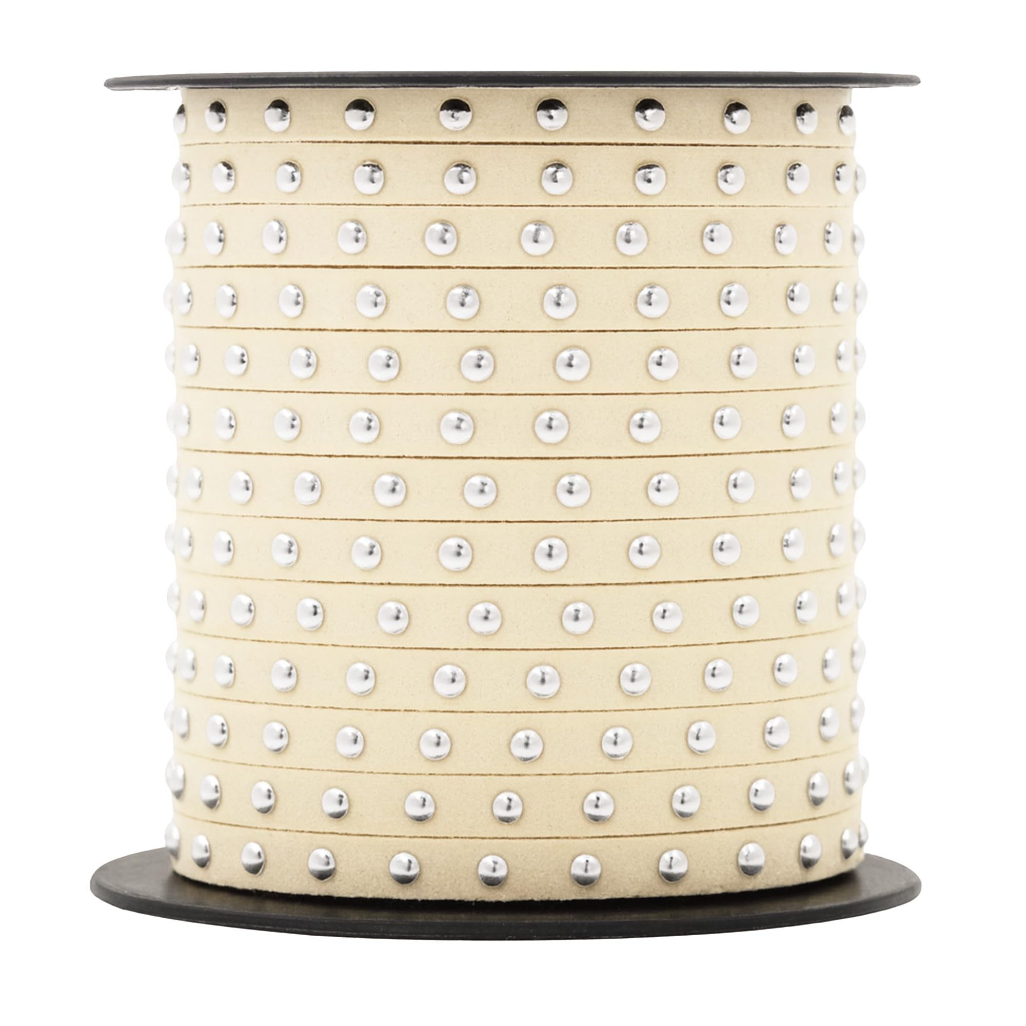 Studded Faux Suede Cord Rope for Jewelry Making - 20 Yards Faux Leather Ribbon - Flat Micro Fiber Leather String Faux Leather Lace with Rivets