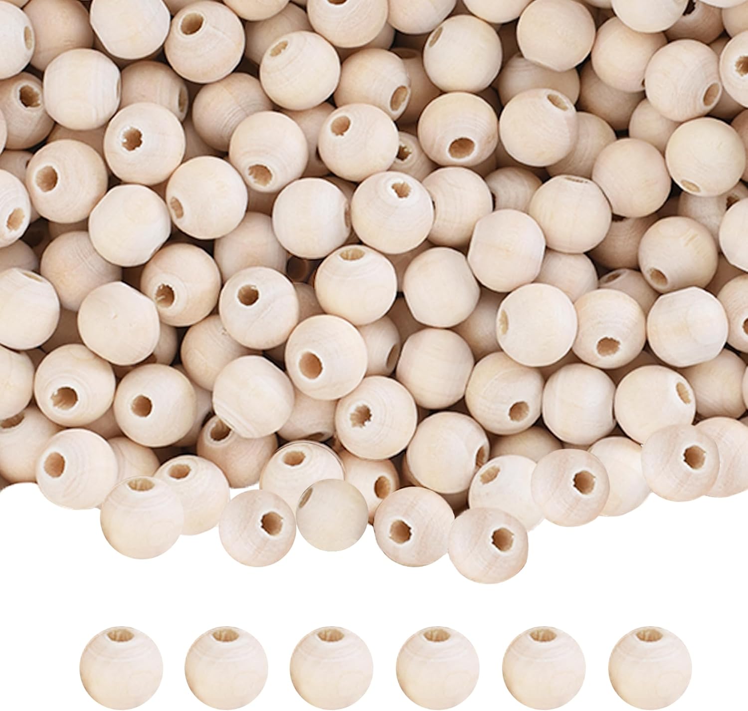 Mandala Crafts Round Wooden Beads for Crafts - Natural Wood Beads for Crafts with Holes - Unfinished Wood Beads for Jewelry Making Macrame