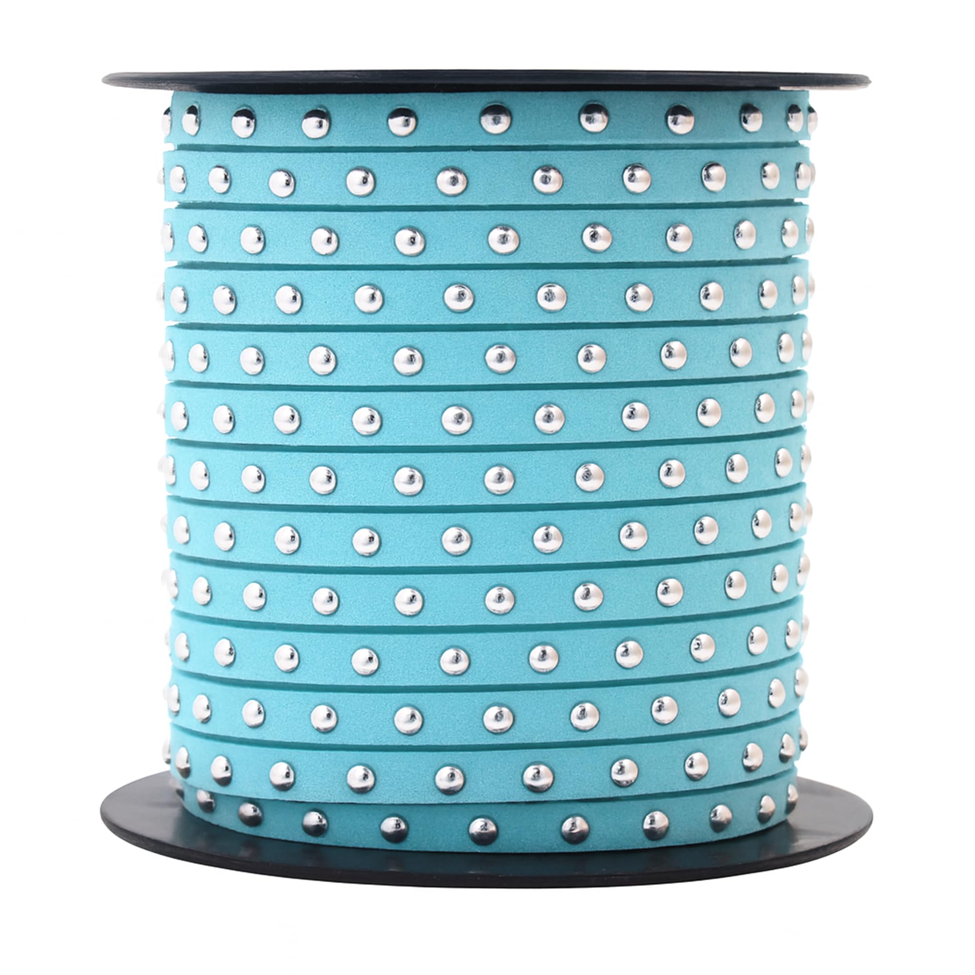 Studded Faux Suede Cord Rope for Jewelry Making - 20 Yards Faux Leather Ribbon - Flat Micro Fiber Leather String Faux Leather Lace with Rivets