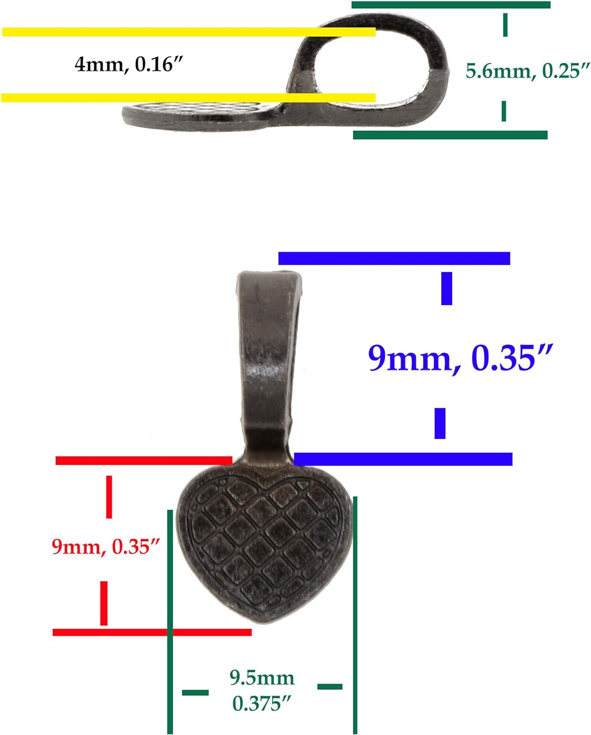 Mandala Crafts Assorted Pendant Bails for Jewelry Making Bulk - Flat Jewelry Bails Glue on Bails for Ornaments - Heart Bail Pendant Bales for Necklaces Earrings Charms