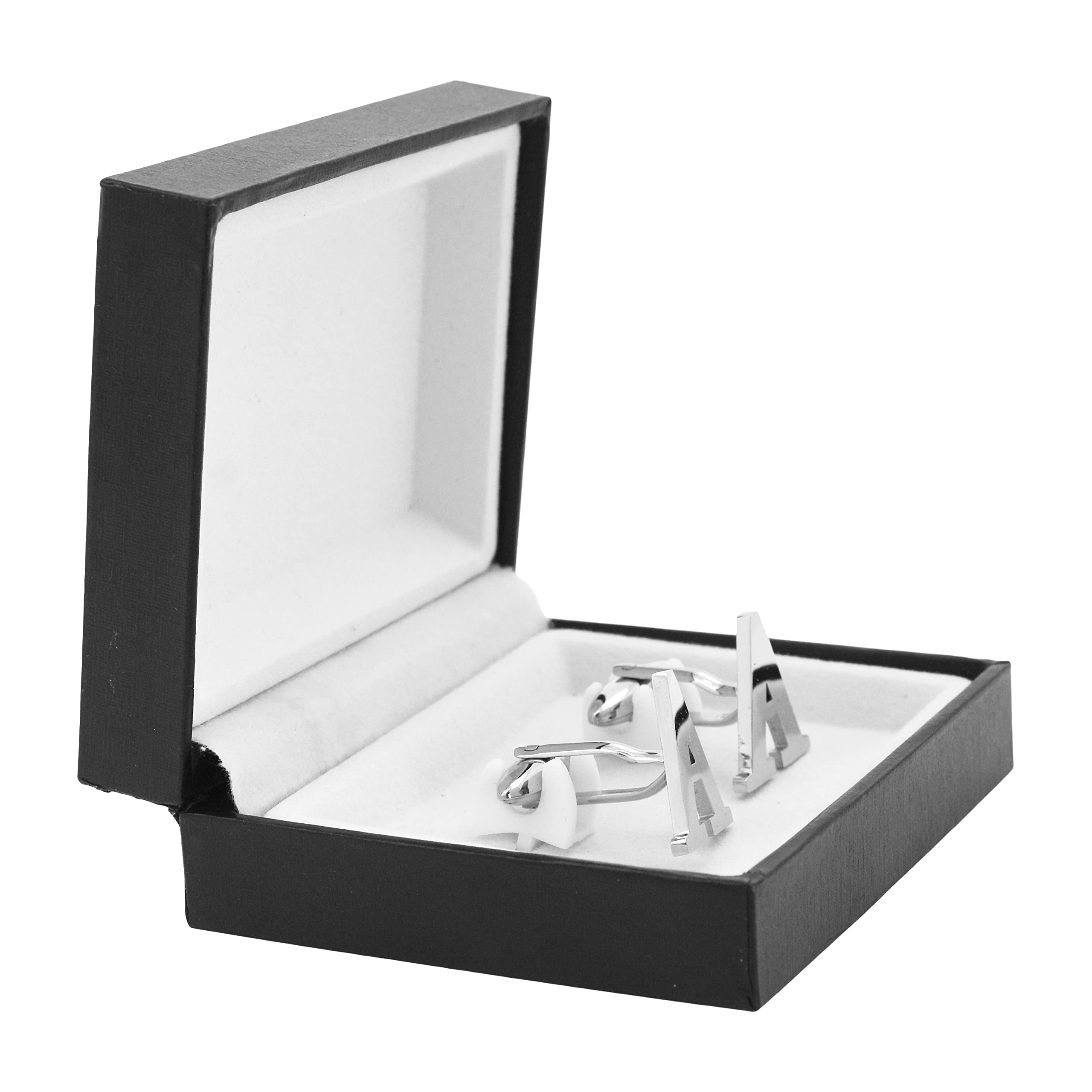 Mudra Crafts Letter A Initial Cufflinks for Men Set - Mens Stainless Cuff Links with Initials - Monogram Stainless Steel Alphabet Cufflinks