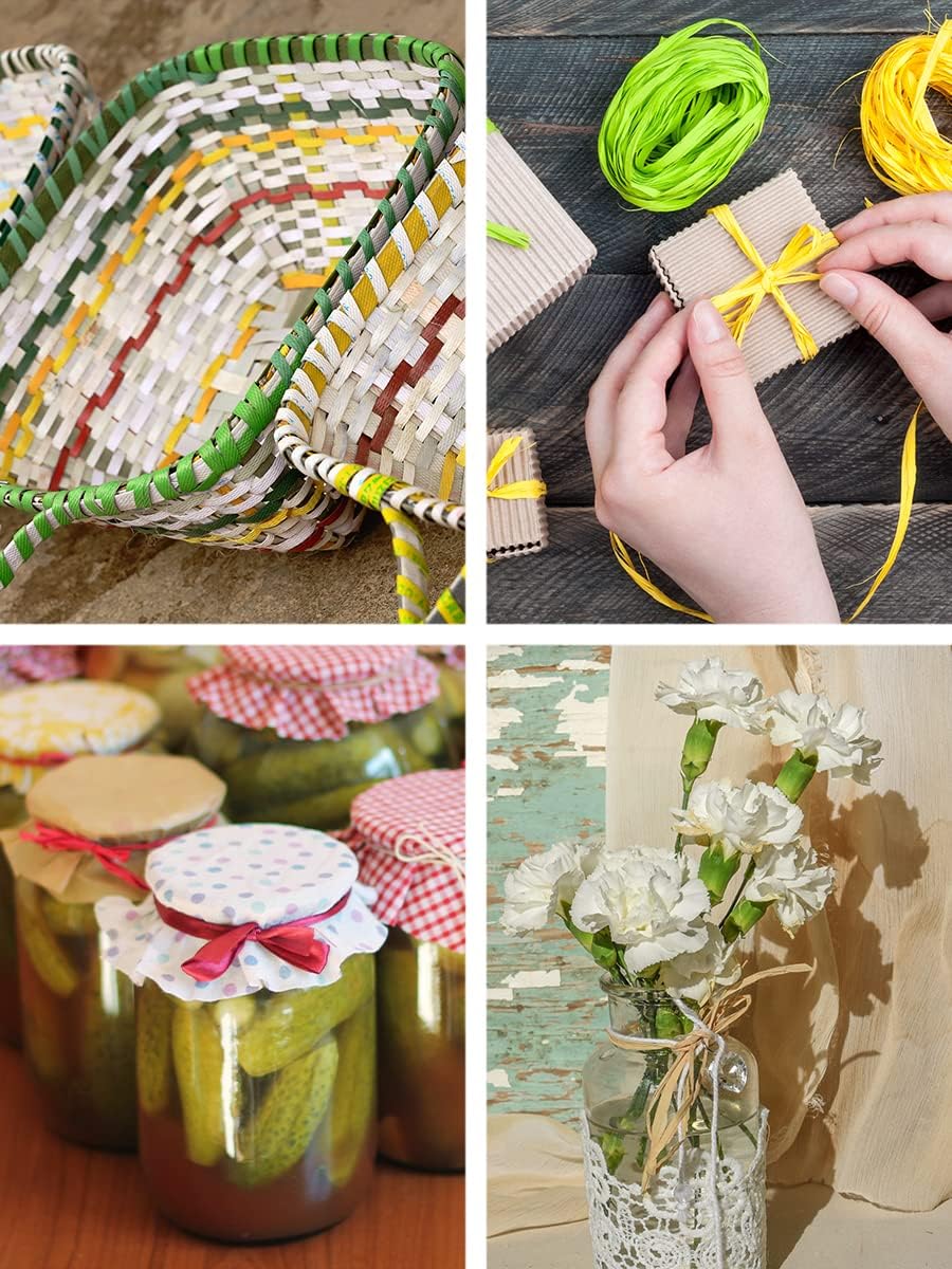 Mandala Crafts Matte Raffia Ribbon for Gift Wrapping - Raffia Natural Ribbon Bulk Roll - Twisted Paper Ribbon Twine Ribbon Raffia String for Weaving Decoration