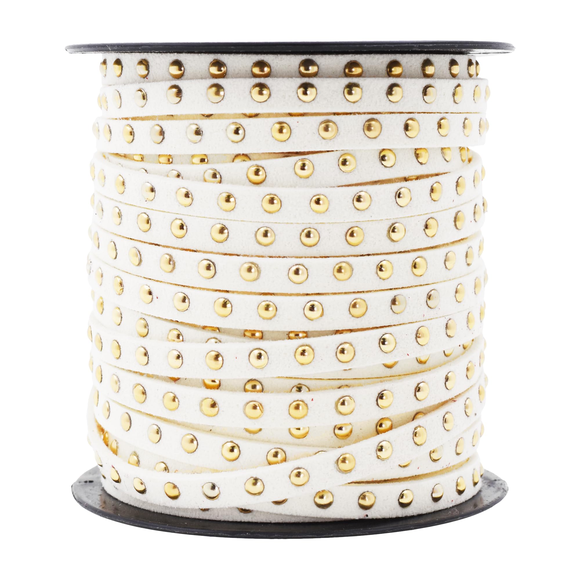 Studded Faux Suede Cord Rope for Jewelry Making - 20 Yards Faux Leather Ribbon - Flat Micro Fiber Leather String Faux Leather Lace with Rivets
