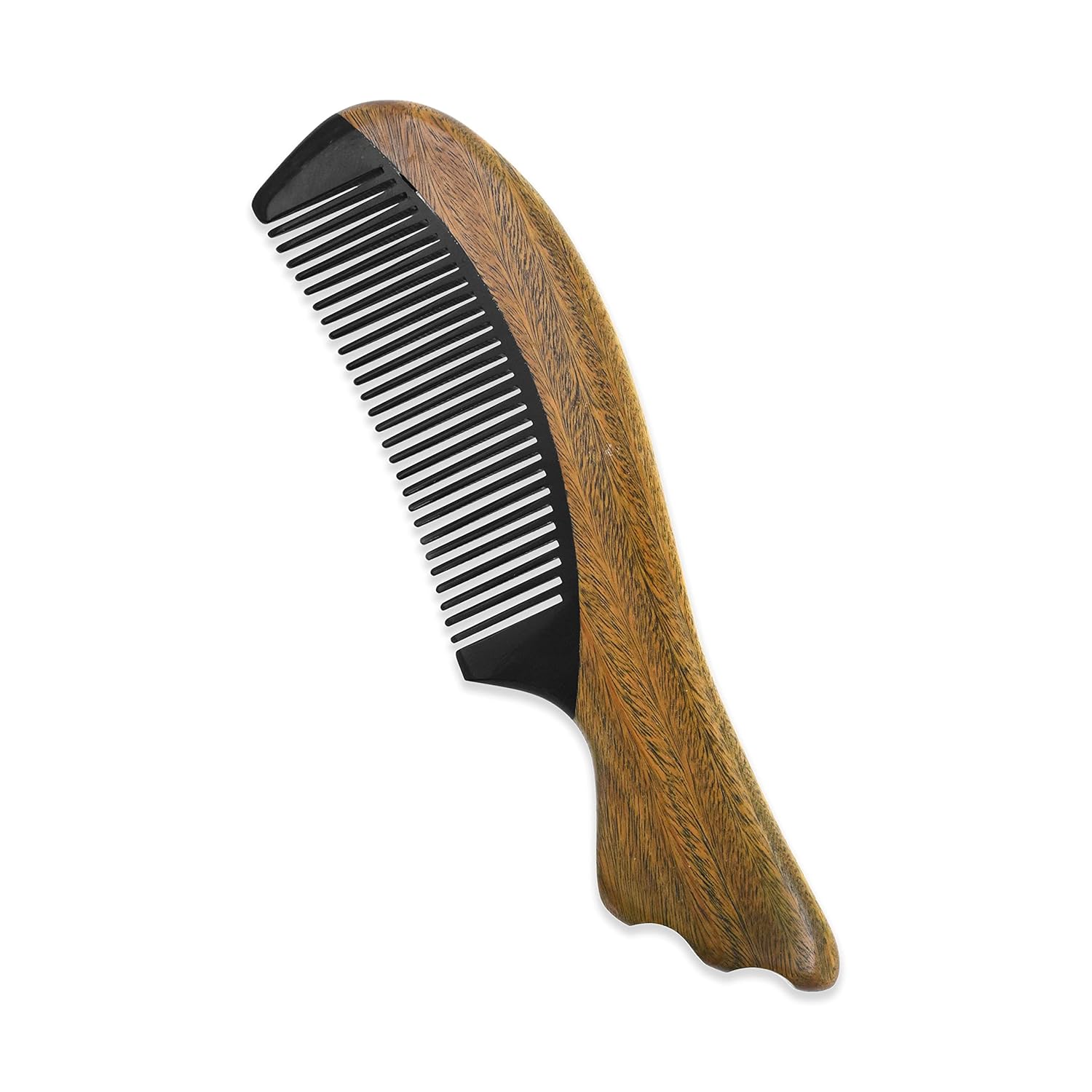 Mandala Crafts Wooden Comb - Green Sandalwood Horn Anti-Static Wood Comb - Wooden Wide Tooth Hair Comb for Men Women Straight Curly Hair Detangling Beard
