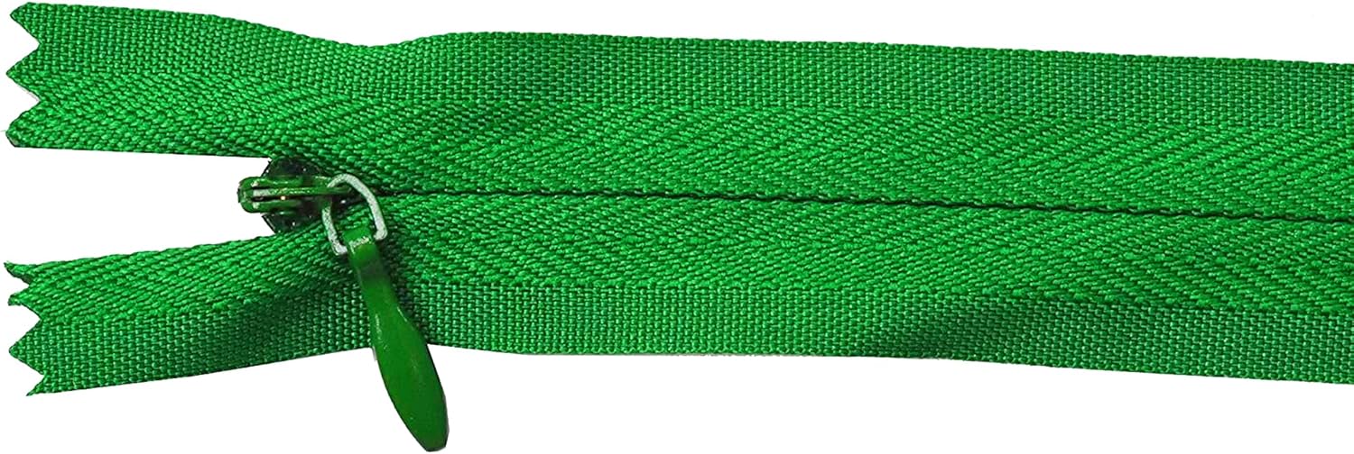 Green Hidden Zippers - Green Invisible Zippers - Zippers for Sewing Crafts - #3 Sewing Zippers Bulk Green Zipper Supplies