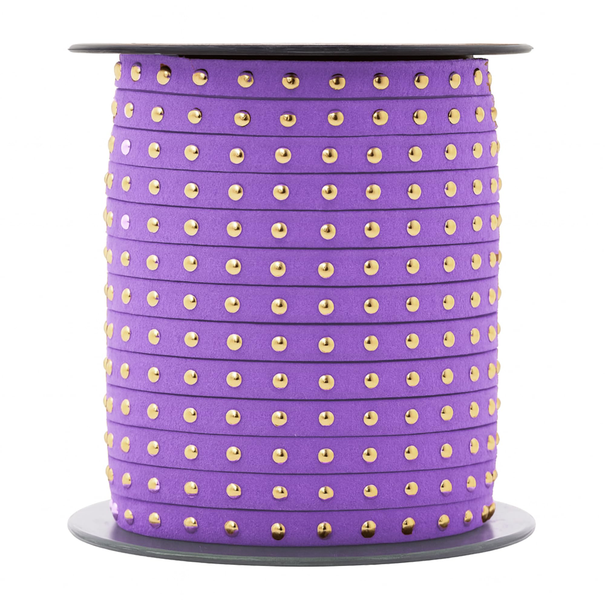 Studded Faux Suede Cord Rope for Jewelry Making - 20 Yards Faux Leather Ribbon - Flat Micro Fiber Leather String Faux Leather Lace with Rivets