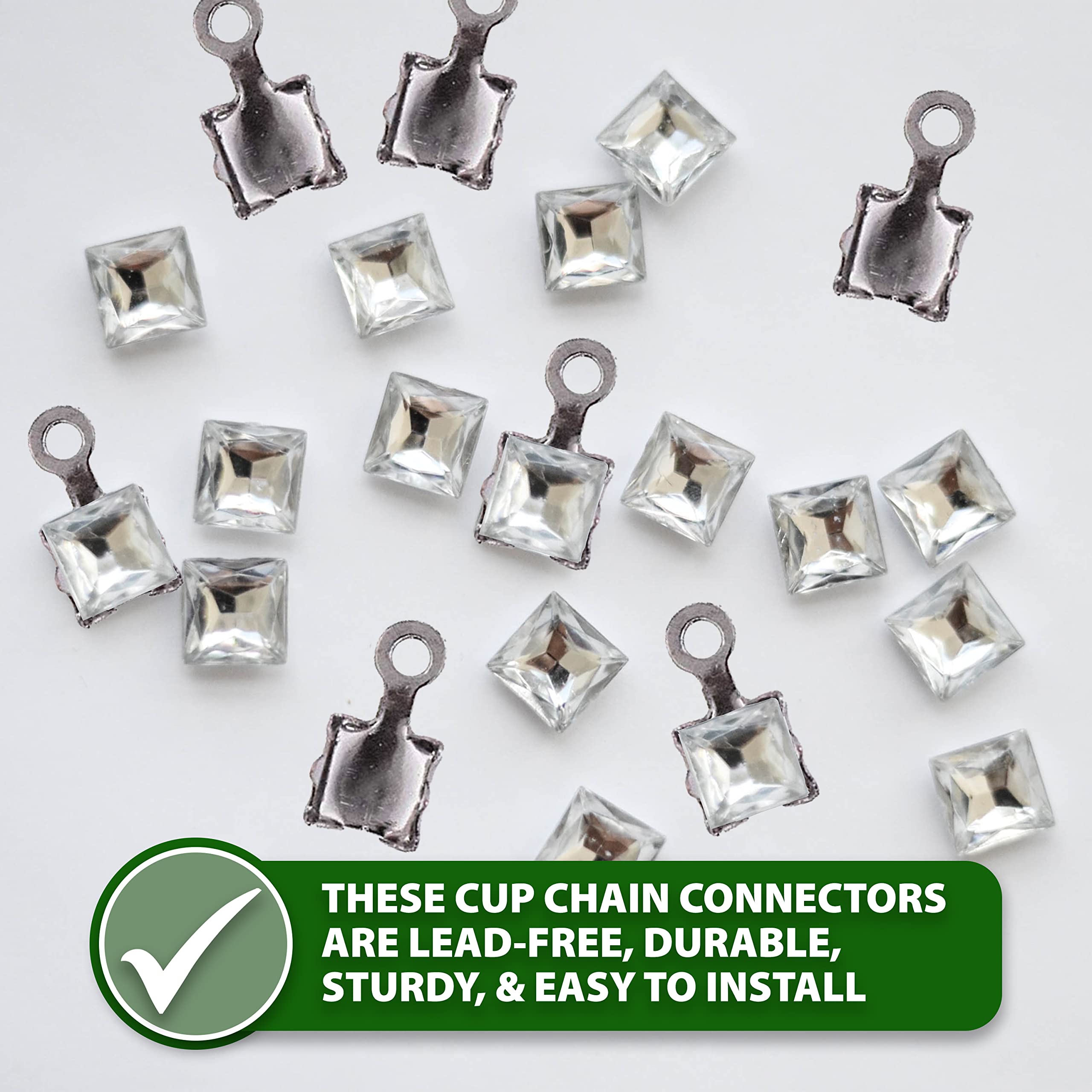 Mandala Crafts Cup Chain Connector End with Loop Finding Kit for Iced Out Rhinestone Chain Jewelry Making (3mm 4mm 5mm)