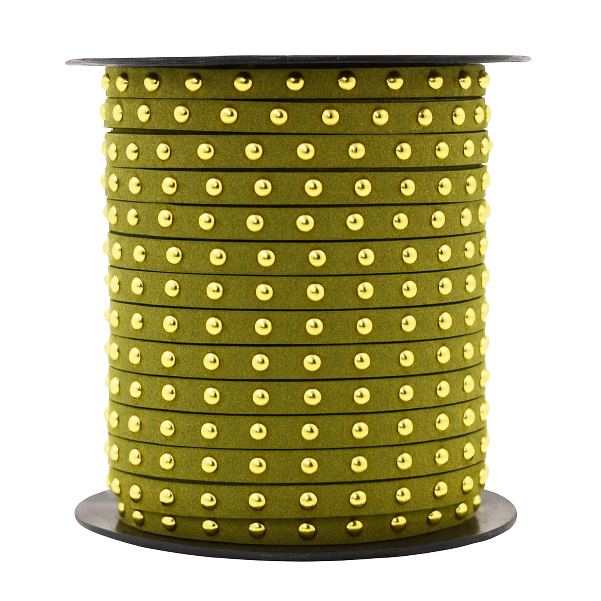 Studded Faux Suede Cord Rope for Jewelry Making - 20 Yards Faux Leather Ribbon - Flat Micro Fiber Leather String Faux Leather Lace with Rivets