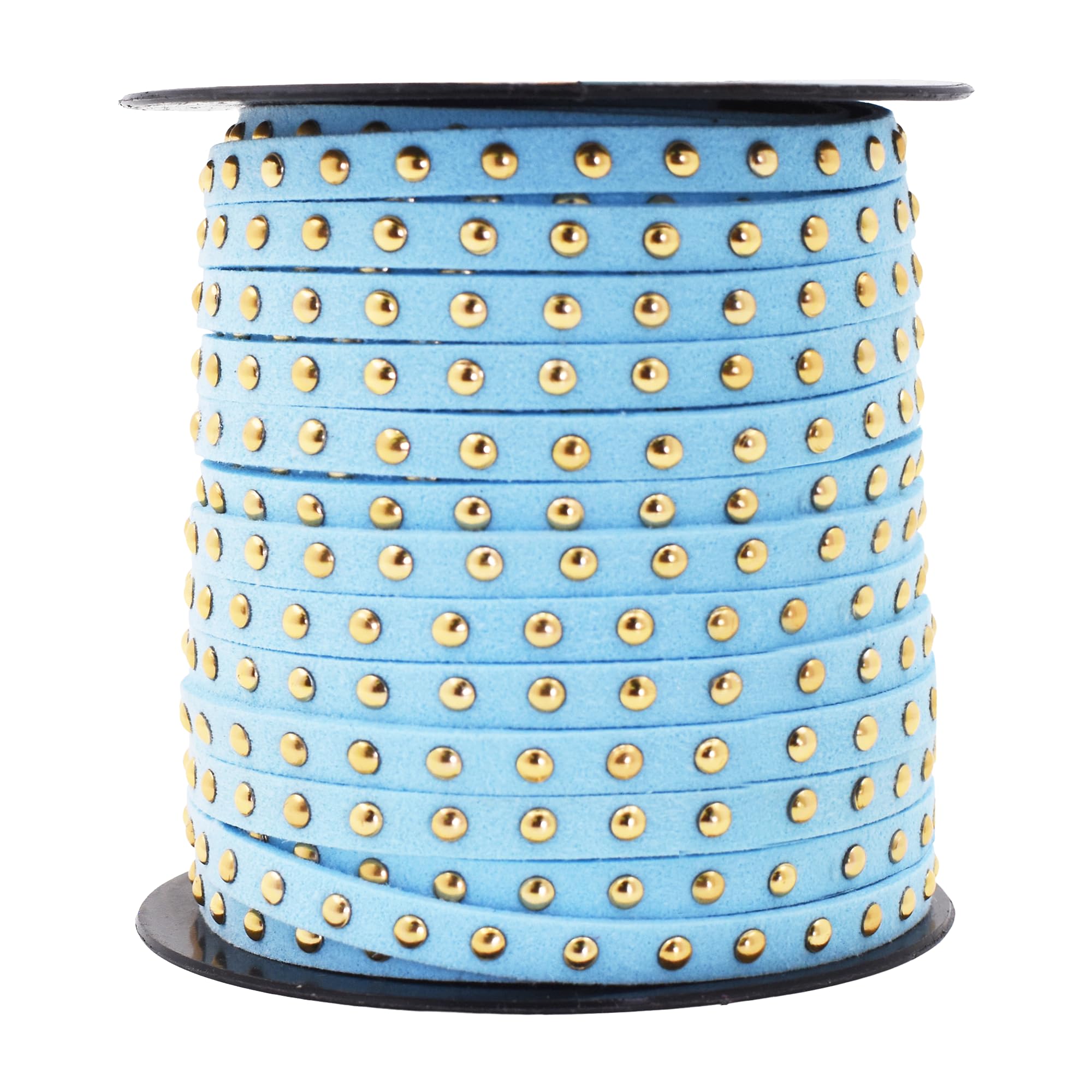 Studded Faux Suede Cord Rope for Jewelry Making - 20 Yards Faux Leather Ribbon - Flat Micro Fiber Leather String Faux Leather Lace with Rivets
