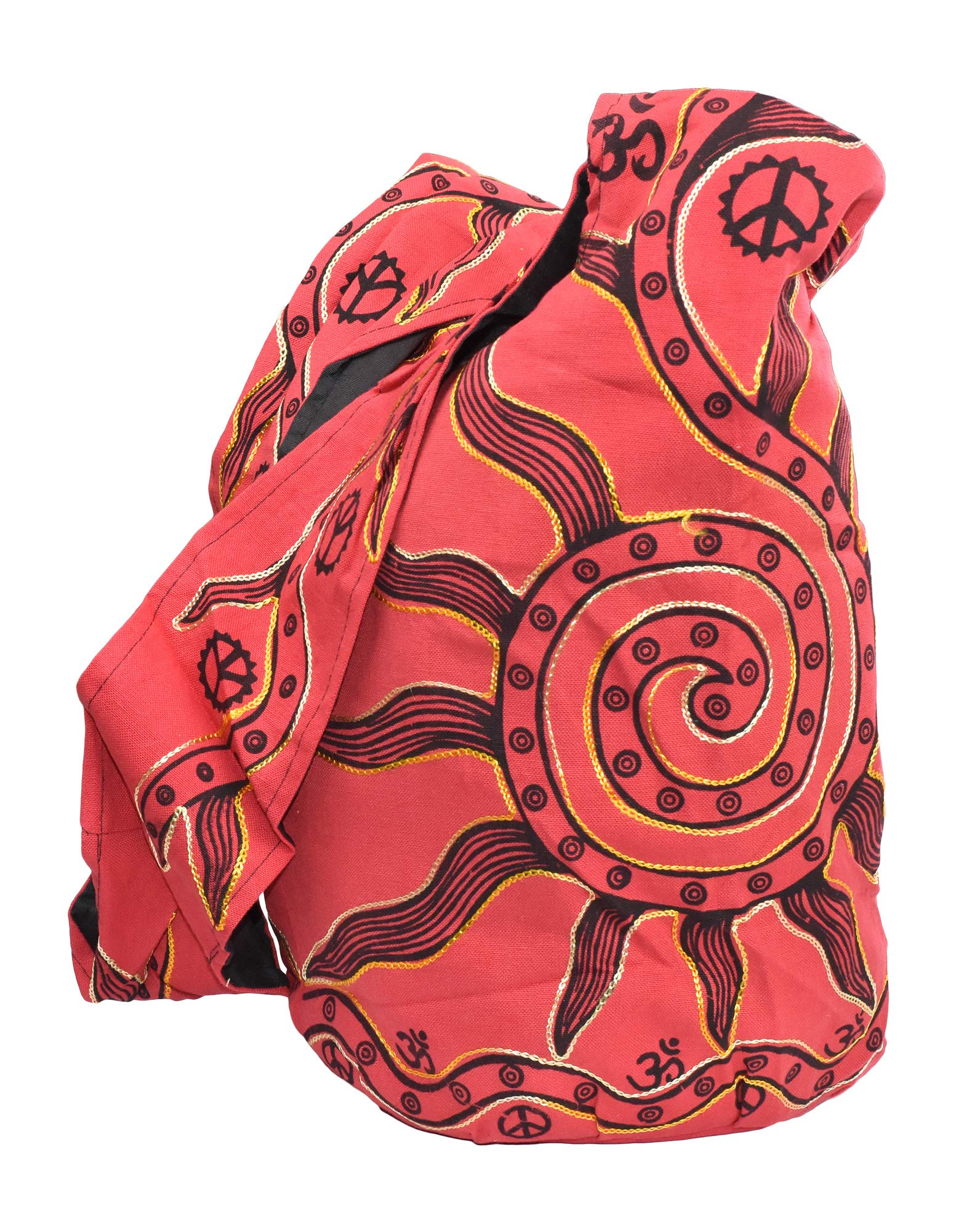 Hippie Bag Indie Style Hippie Crossbody Bag - Bohemian Sling Shoulder Bag Sun Symbol