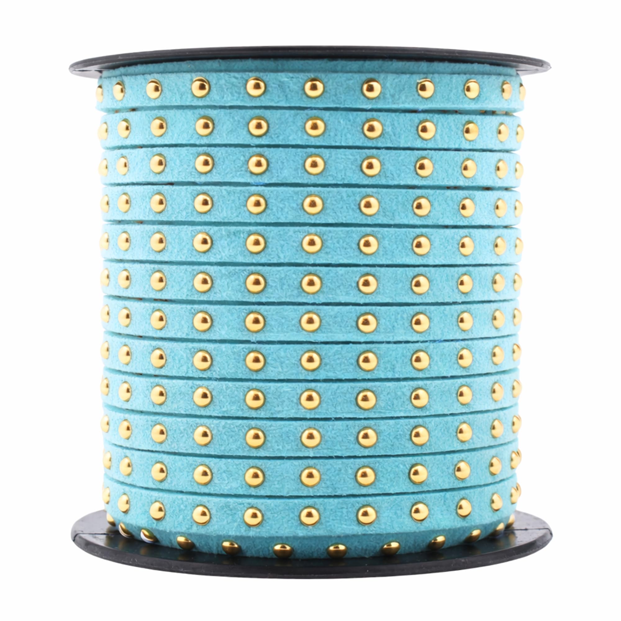 Studded Faux Suede Cord Rope for Jewelry Making - 20 Yards Faux Leather Ribbon - Flat Micro Fiber Leather String Faux Leather Lace with Rivets