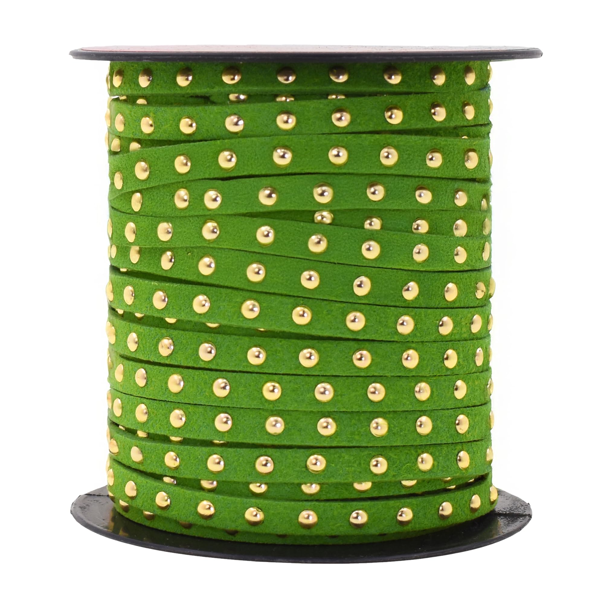 Studded Faux Suede Cord Rope for Jewelry Making - 20 Yards Faux Leather Ribbon - Flat Micro Fiber Leather String Faux Leather Lace with Rivets