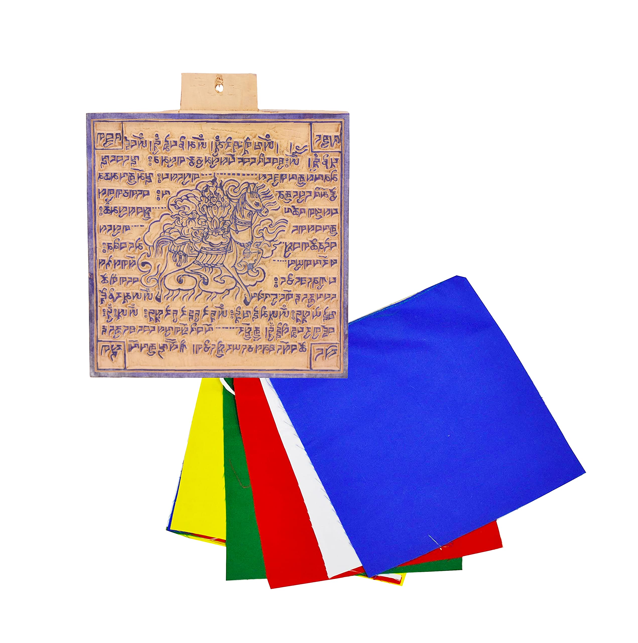 Mudra Crafts Lungta Tibetan Prayer Flags Make Your Own Printing Block DIY Prayer Flags Making Kit with Blank Prayer Flags - Large 7 Inches Nepalese Prayer Flags DIY Kit
